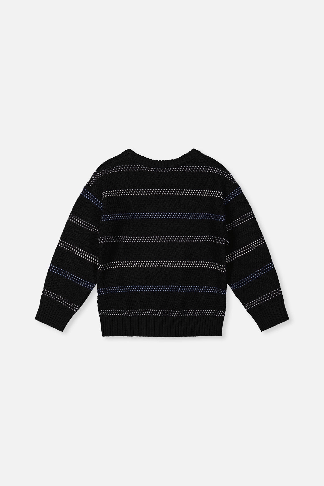 Deux par Deux Boys Striped Texture Crew Neck Sweater
