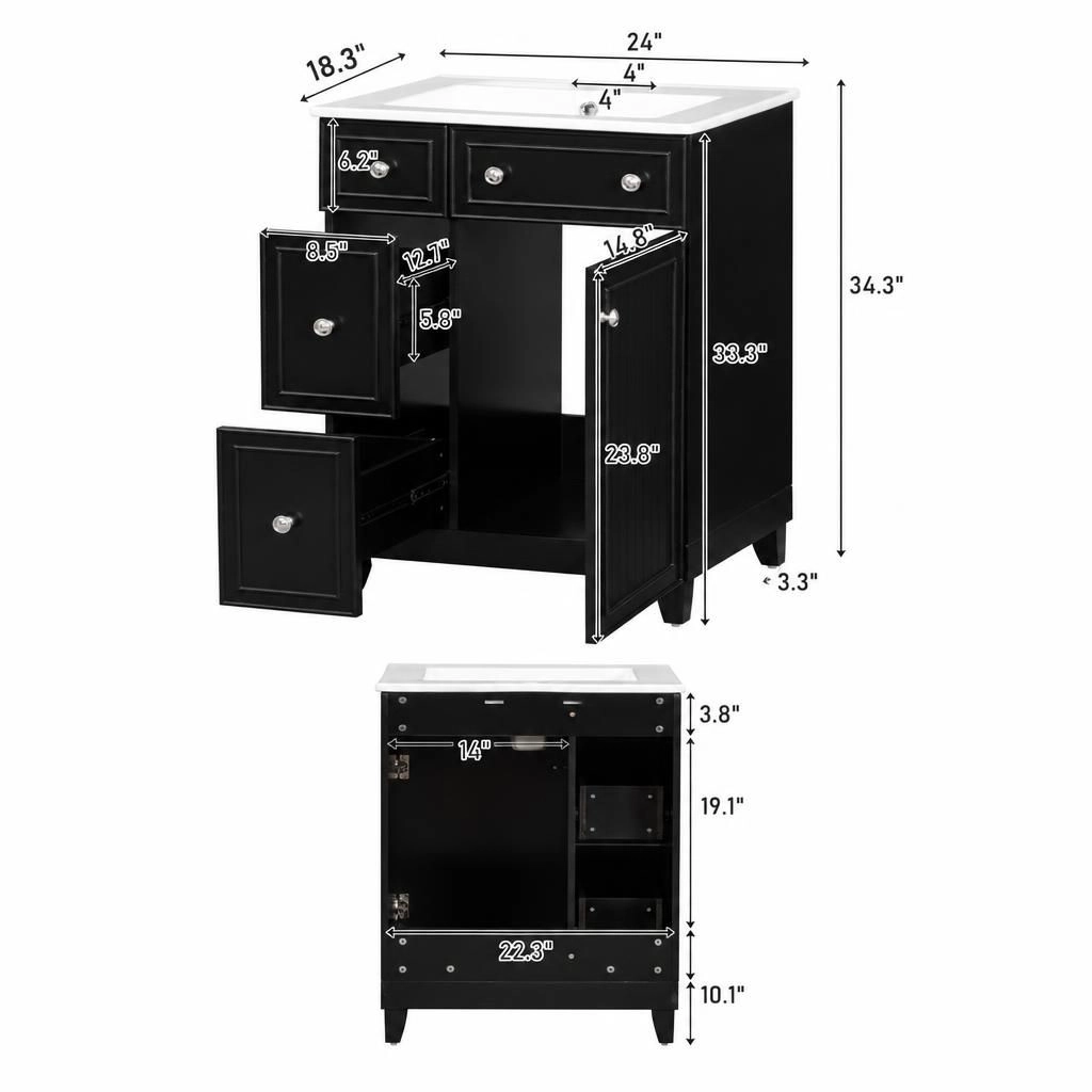 ELEMENT ACE 18.3 Inch Freestanding Bathroom Vanity Cabinet