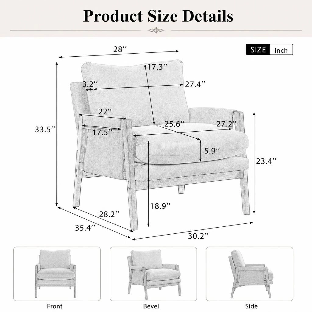 GOODSILO Modern Upholstered Velvet Accent Chair Comfortable Single Seating