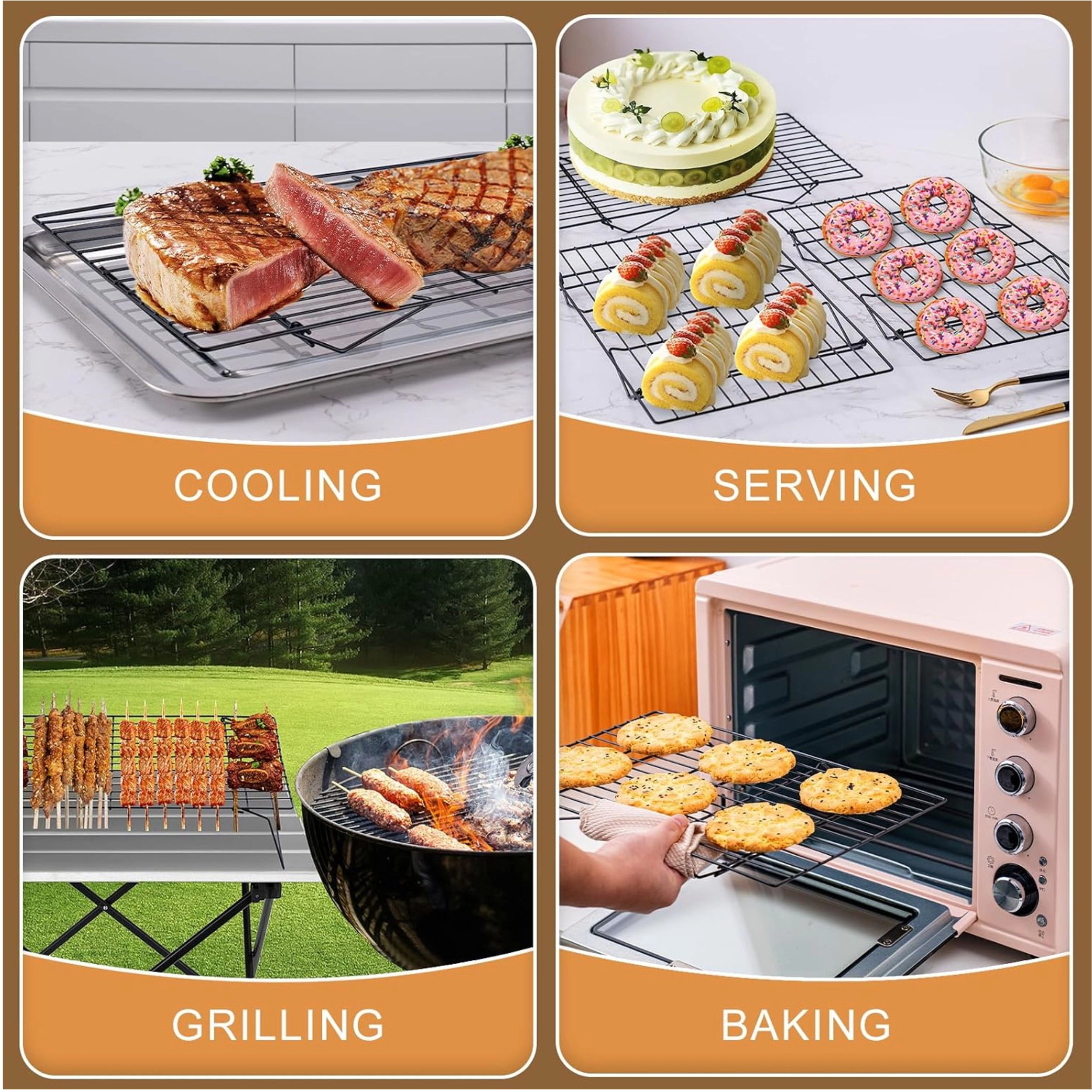 Stock Preferred 3-Tier Cooling Rack for Baking 16x10 Inch Oven Safe Wire