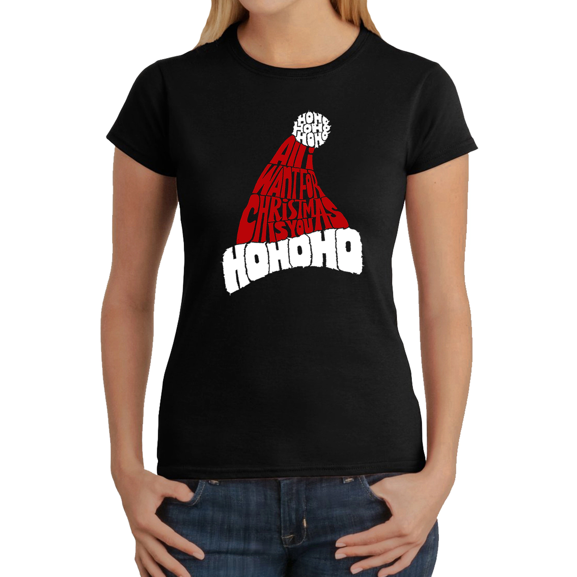 LA Pop Art Women's Word T-Shirt - All I Want For Christmas Is You