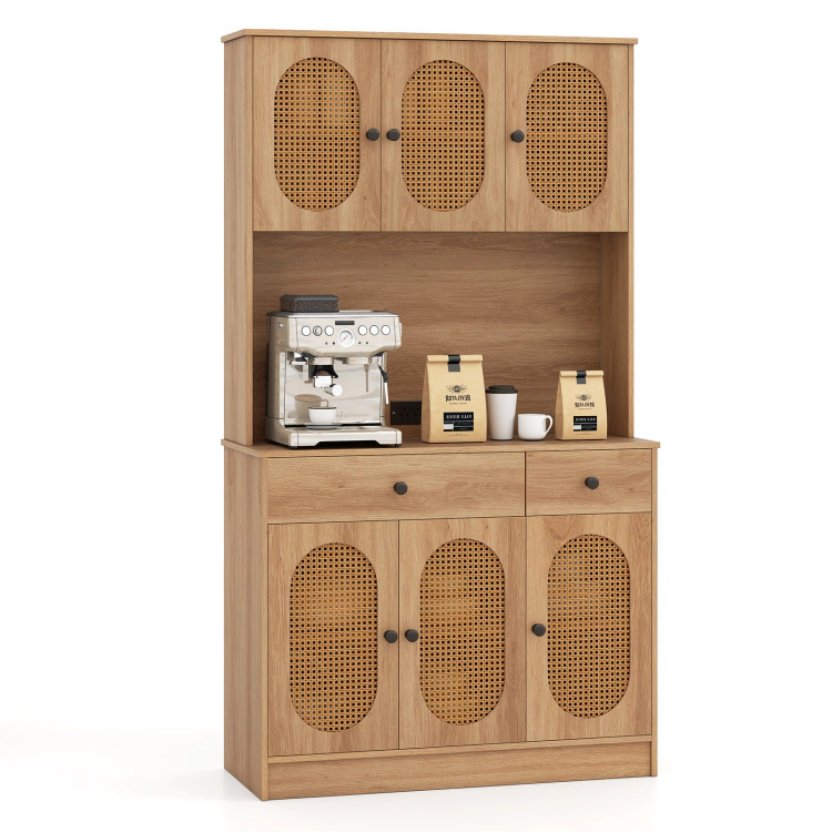 Hivvago 71 Inches Pantry Cabinet With Hutch And Charging Station