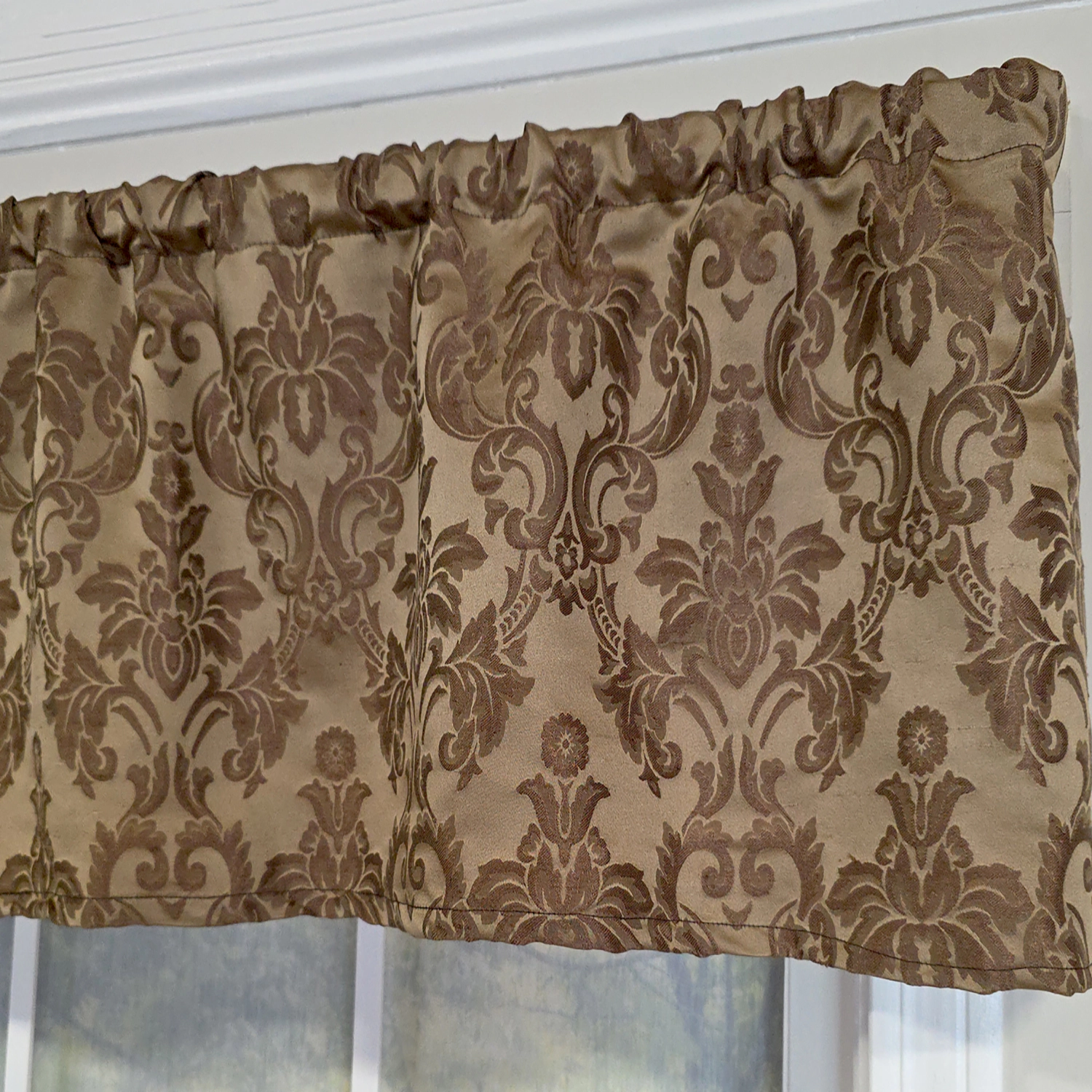 RLF Home 100% Cotton Marruecos Tailored  Unlined Windows Rod Pocket Valance 51" x 12"  Brown