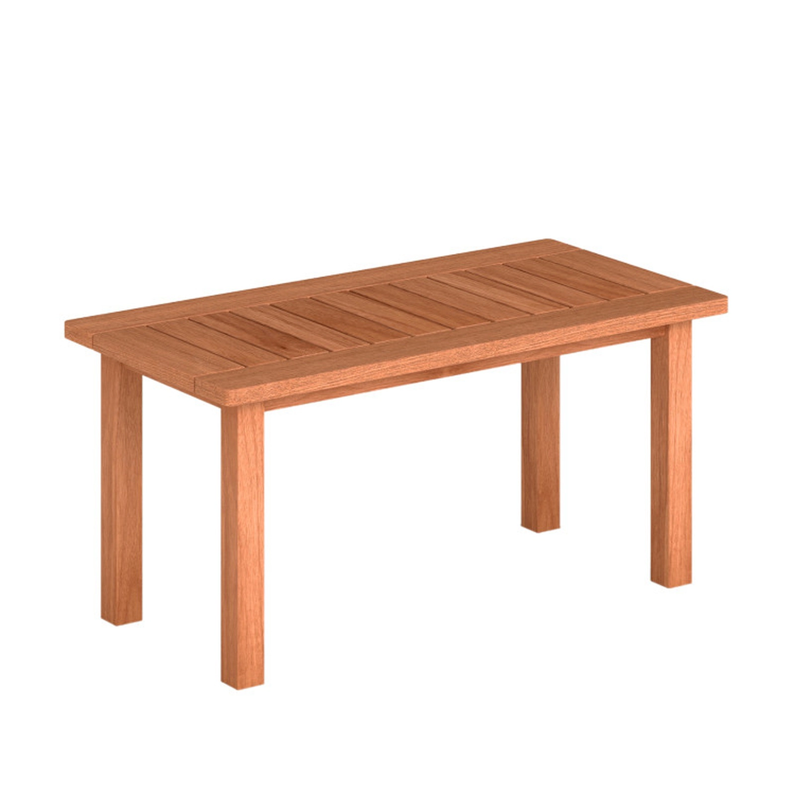 SUGIFT 35.5 in Slatted Tabletop for Deck Natural Solid Wood Patio Coffee Table