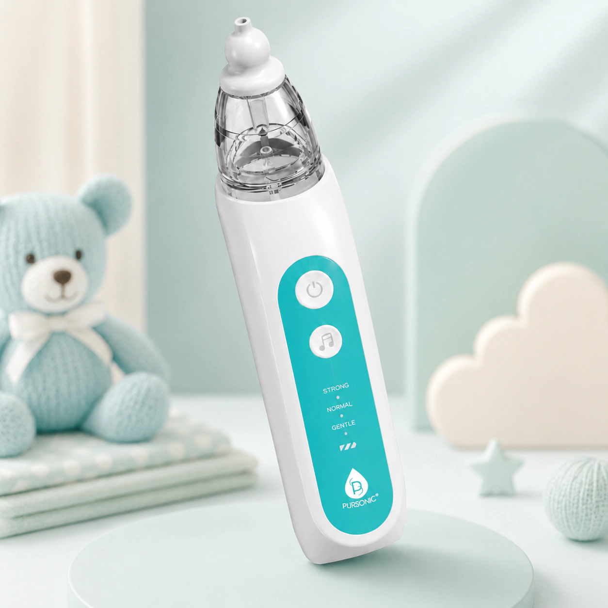Pursonic Baby Gentle Electric Nasal Aspirator with Adjustable Suction & Silicone Tips