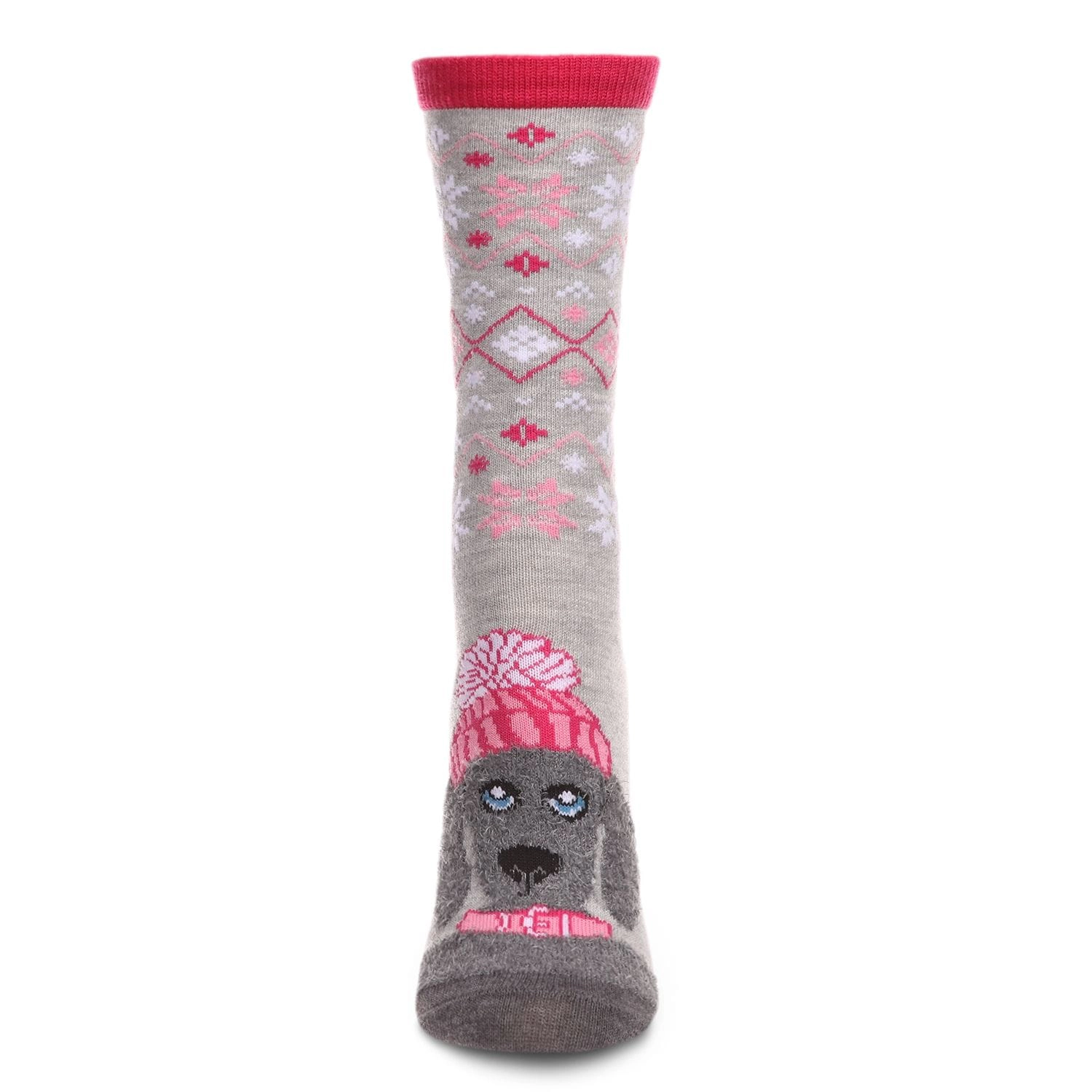 MeMoi Women's Foot Pet Fair Isle Dog Crew Socks