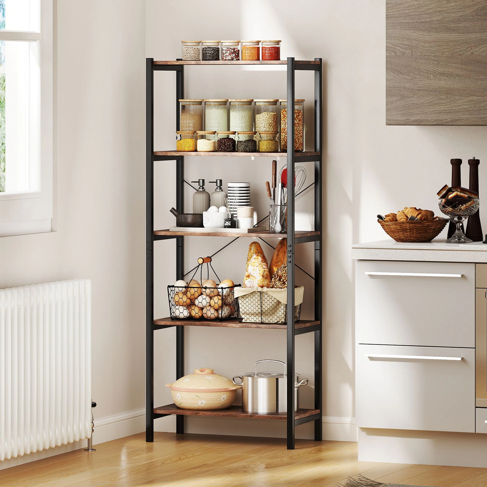 SlickBlue Modern 5-Tier Storage Shelf with X-Frame Support
