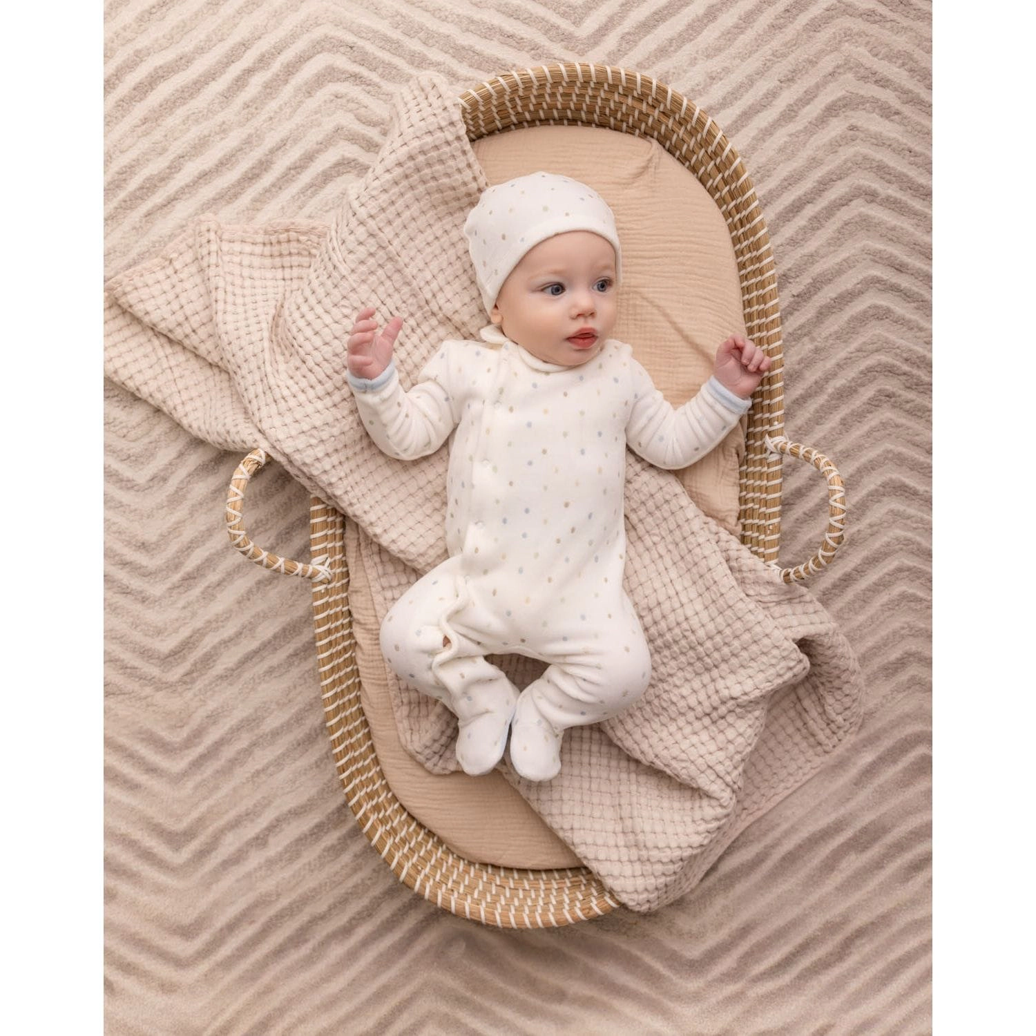 MeMoi 2 Piece Baby Boys "Playful Dots" Velour Footie Set