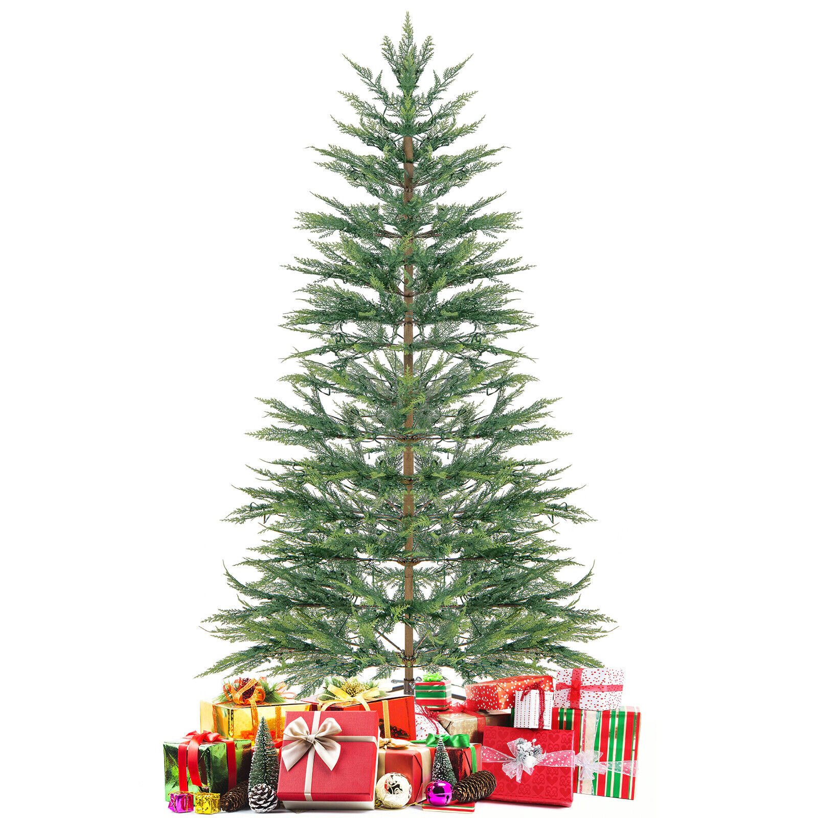LJG 6.5/7.5 Feet Artificial Cypress Christmas Tree Pre-Lit Hinged