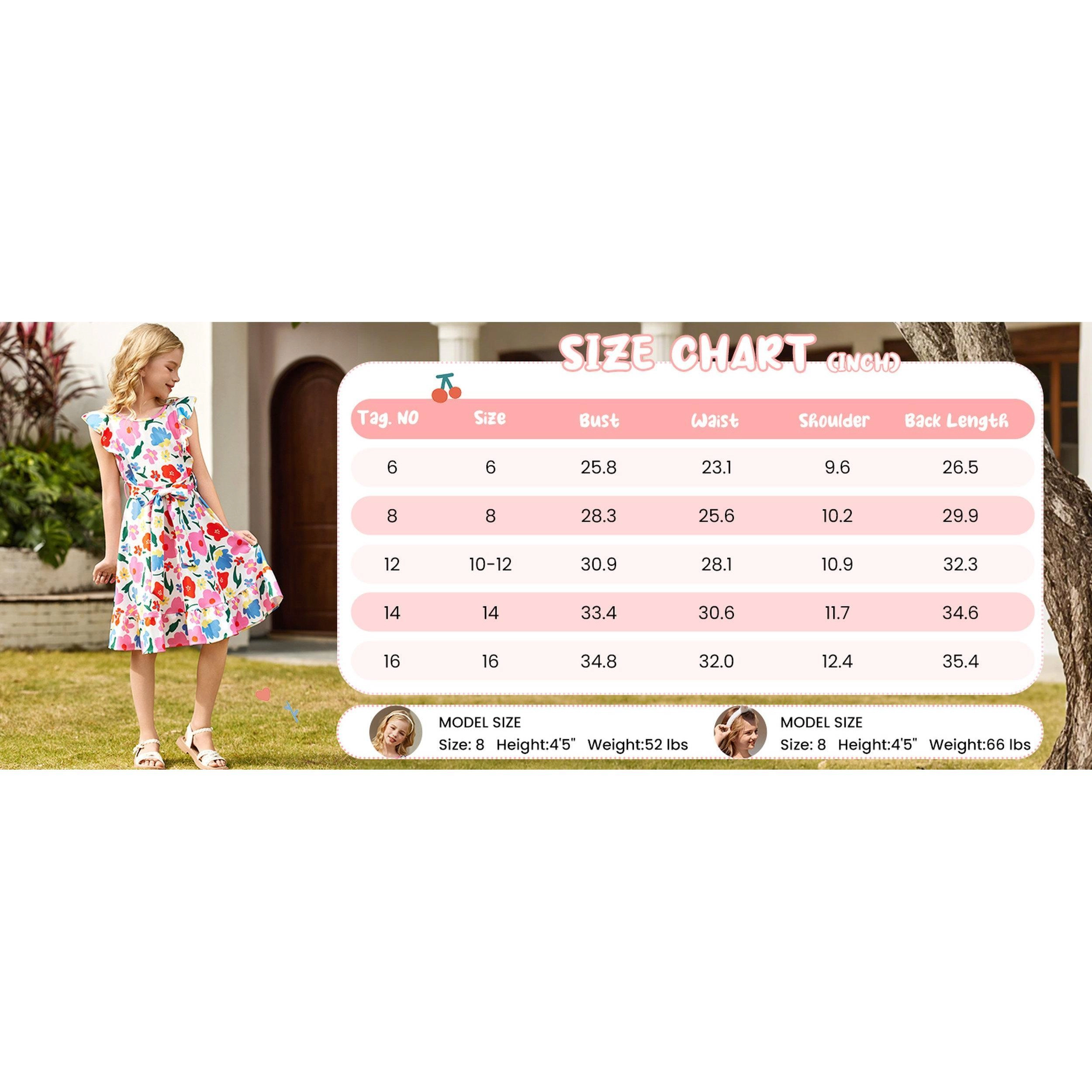 Arshiner Girls Spring Summer Dresses Flutter Sleeve Aline With Belted Pockets Casual Party Dress