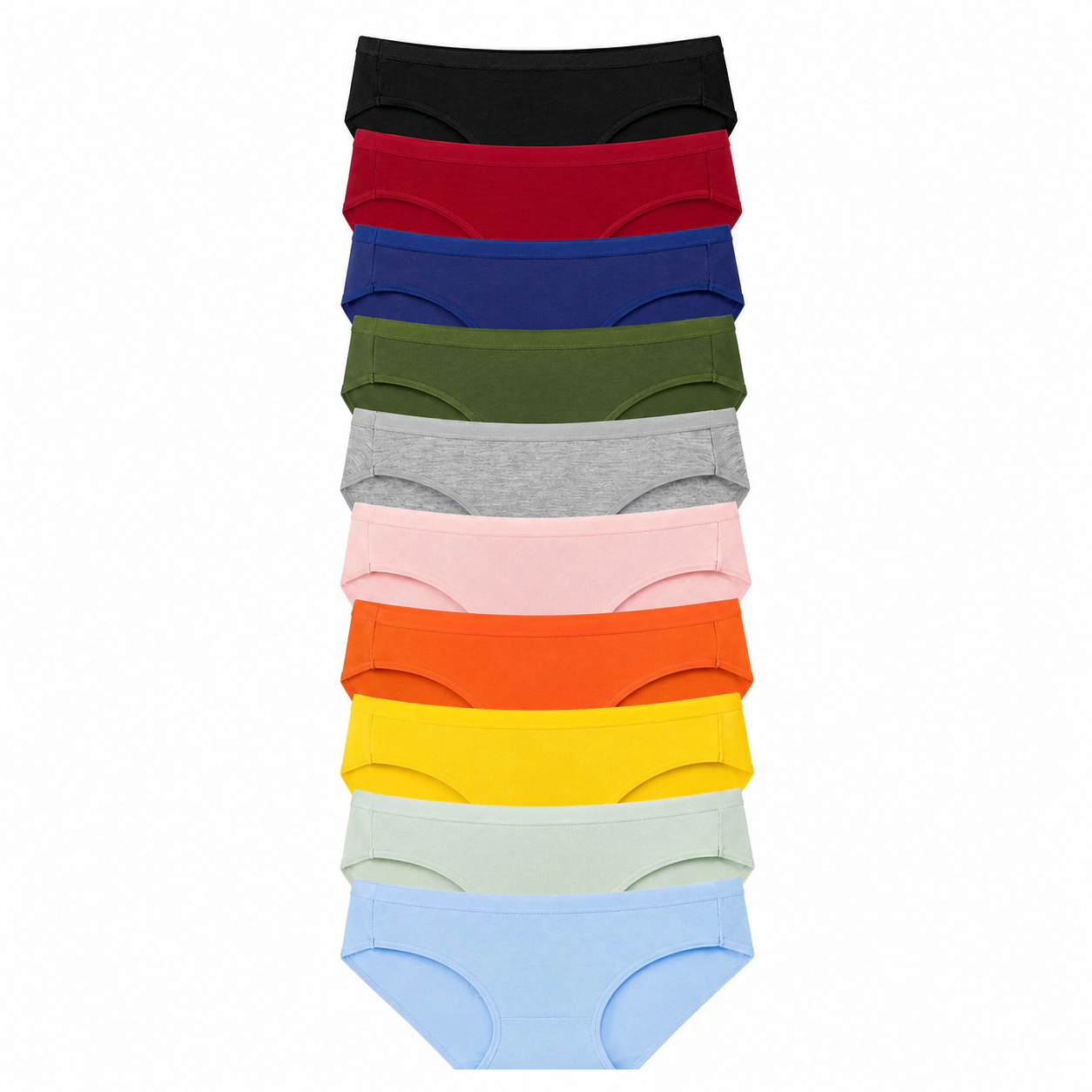 WZK Womens 10-Pack High Cut Stretch Cotton Underwear