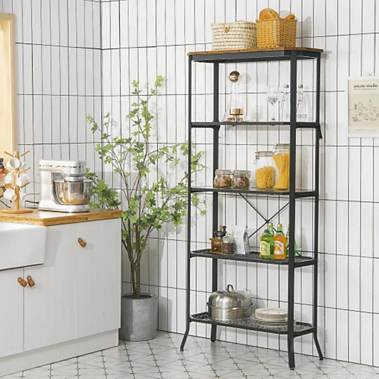 Hivvago Rustic Industrial Open Display Rack, Color: Rustic Brown