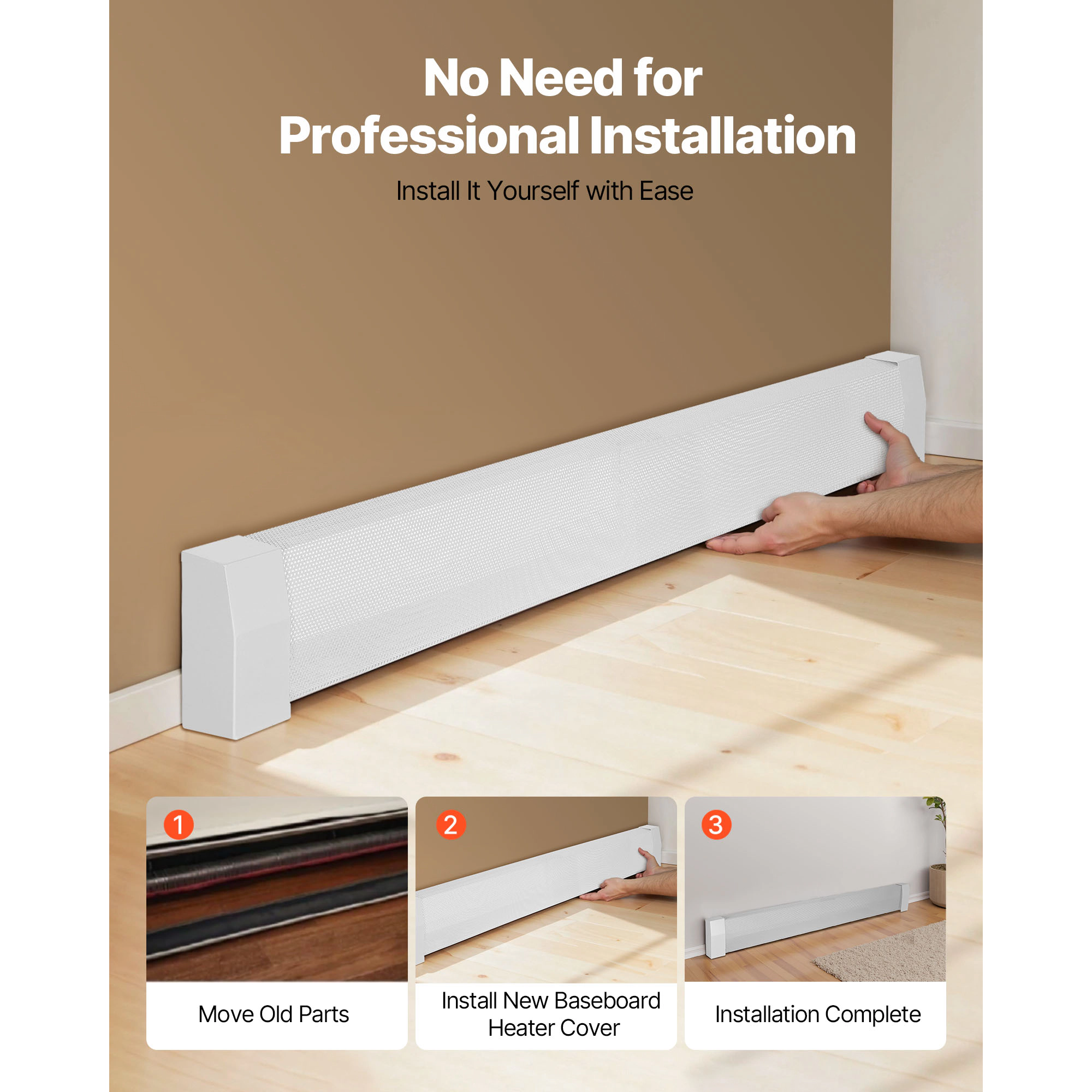 HONGGE Baseboard Heater Covers Premium Series Standard Electric Heating Unit Front Cover for Home Improvement