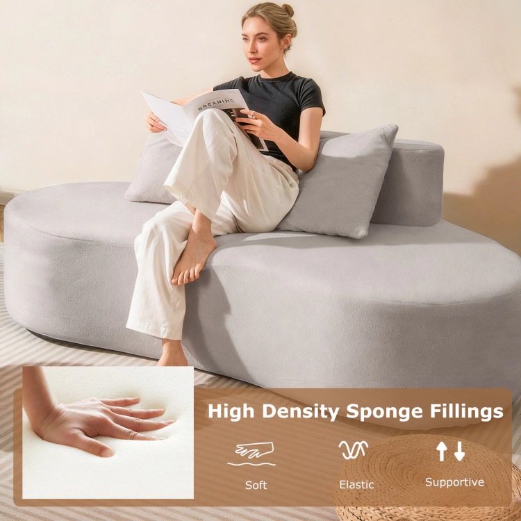 Hivvago Upholstered Curved Sofa With 2 Cozy Pillows