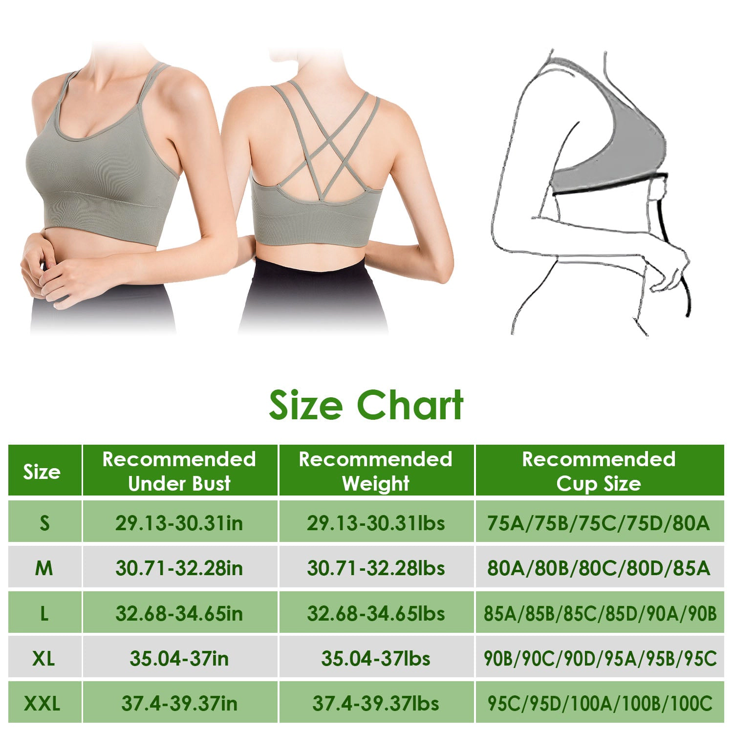 GBruno Padded Cross-Back Sports Bras 3-Pack