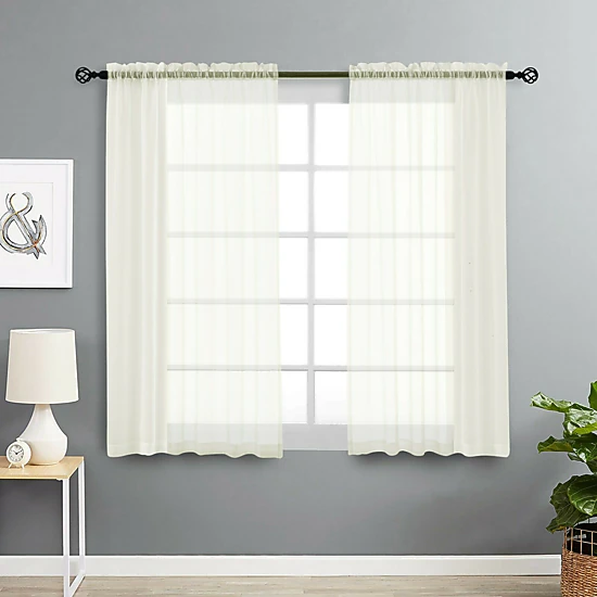 Designer Sheer Voile Rod Pocket Curtains For Small Windows