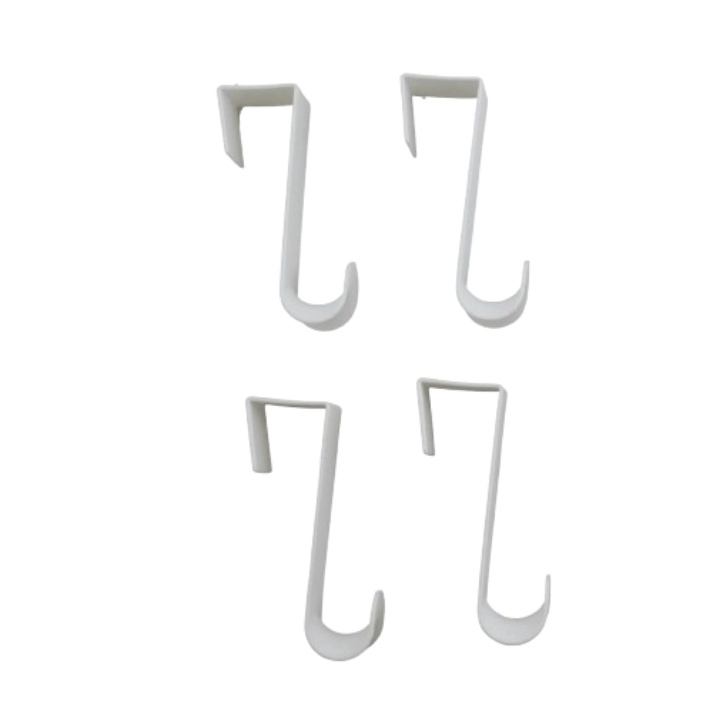 Home Collection White Plastic Over the Door Hooks 4.5 Inch Clothes & Towel Hangers Pack of 4