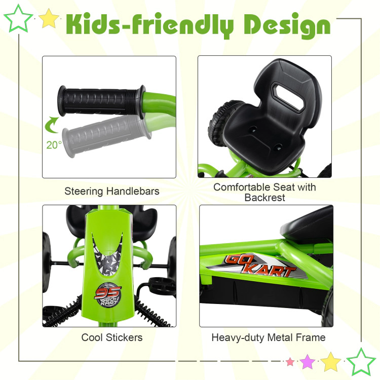 Hivvago Go Kart for Kids 4 Wheel with Steering Handlebars and Adjustable Seat