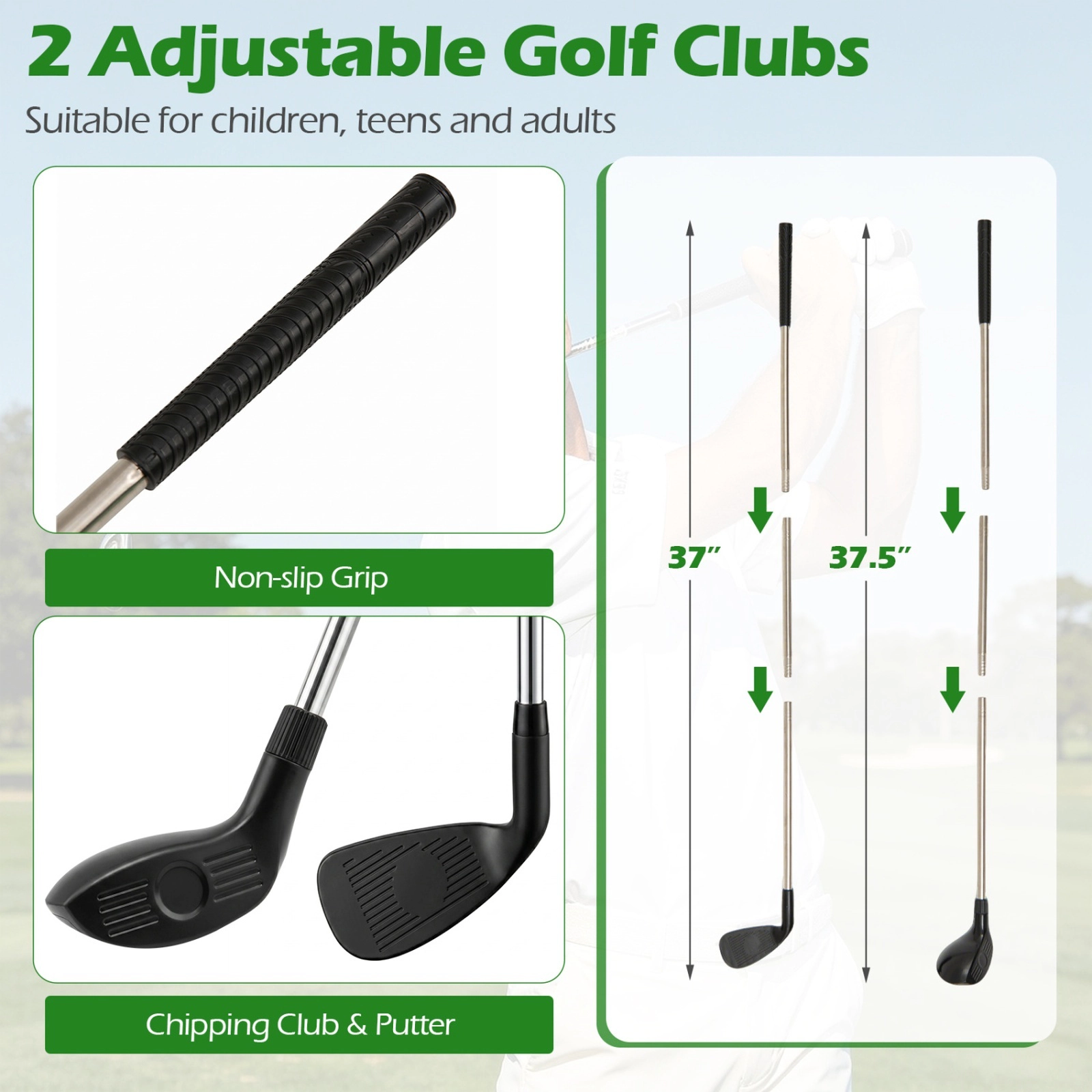 6-ft x 6-ft Golf Chipping Game Set with 24 Sticky Balls Adjustable Target Angle and 2 Clubs Backyard Indoor Outdoor