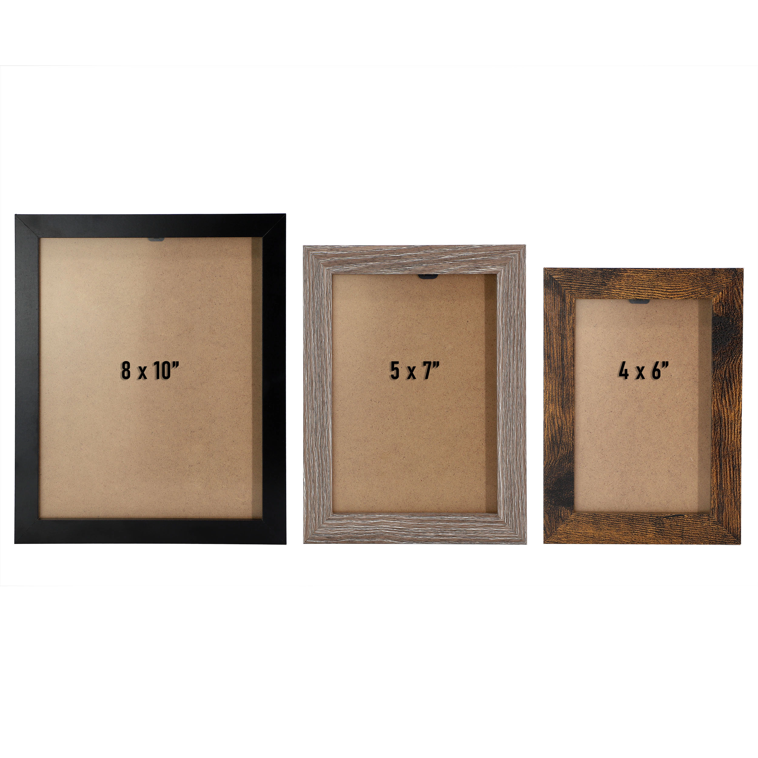 MegaChef 10 Piece Assorted Wood Picture Frame Set in Black and Brown