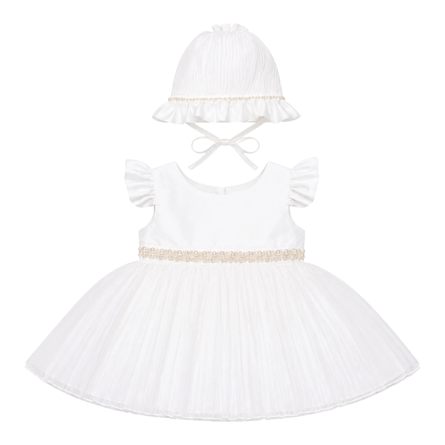 Laurenza's Baby Girls Short-Sleeve Pearl Baptism Christening Gown