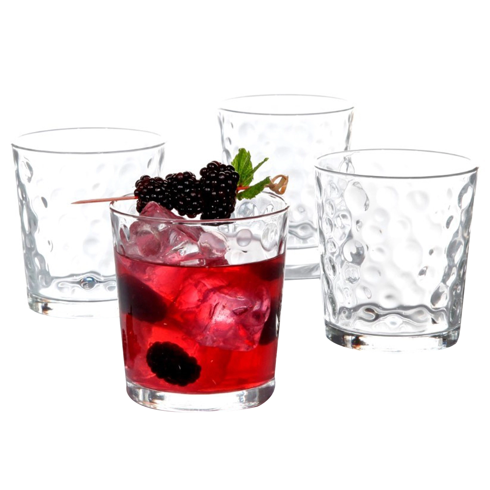 Gibson Home Great Foundations 4-Piece 13 oz. Double Old Fashioned Glass Set, Bubbles Pattern