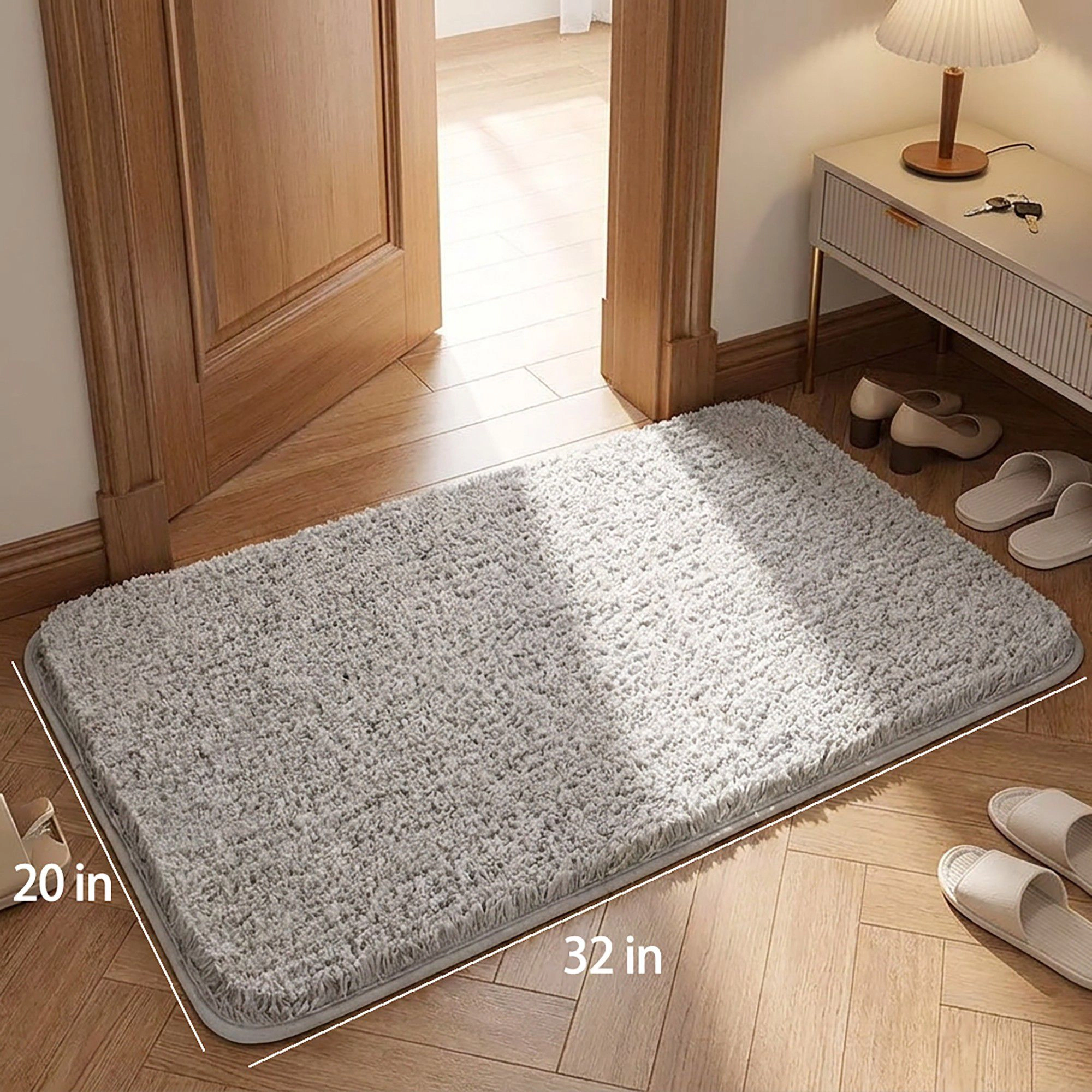 Alilang Unisex Plush Shag Bath Mat with Soft Pile Texture and Non Slip Backing