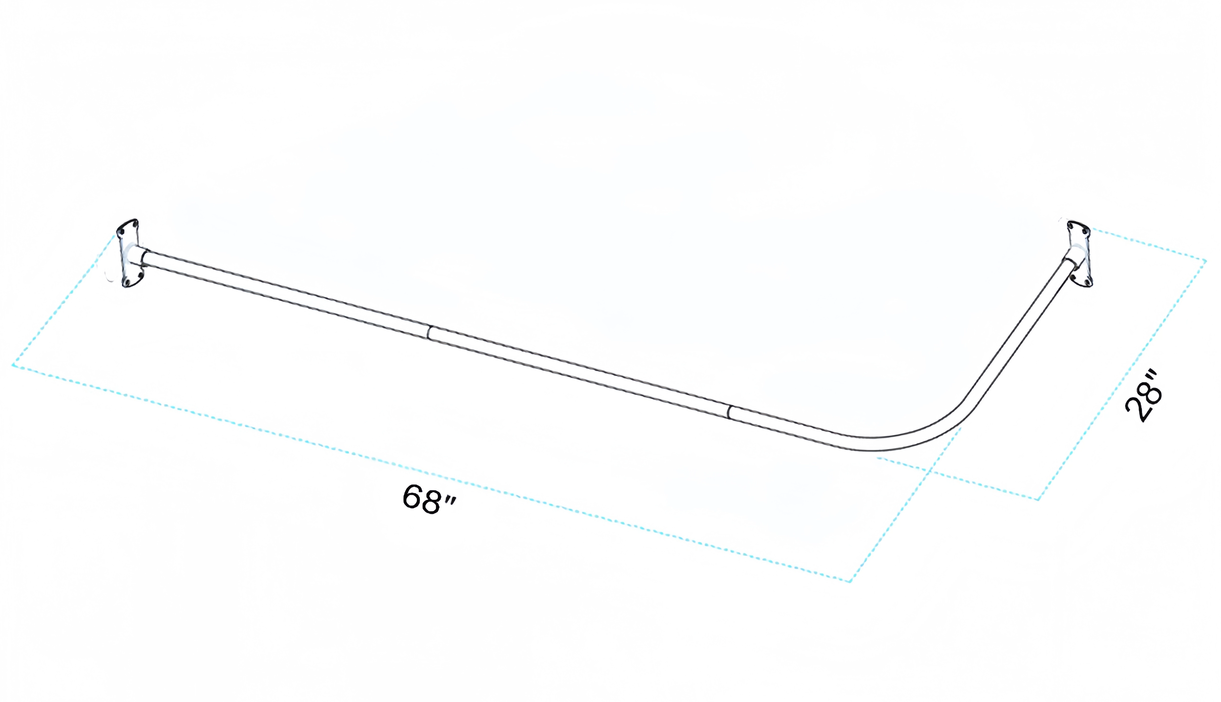 Utopia Alley 28-68" L-Shaped Corner Shower Rod, Non-Adjustable Rust-Proof Large Space Shower Rod, Need Drilling