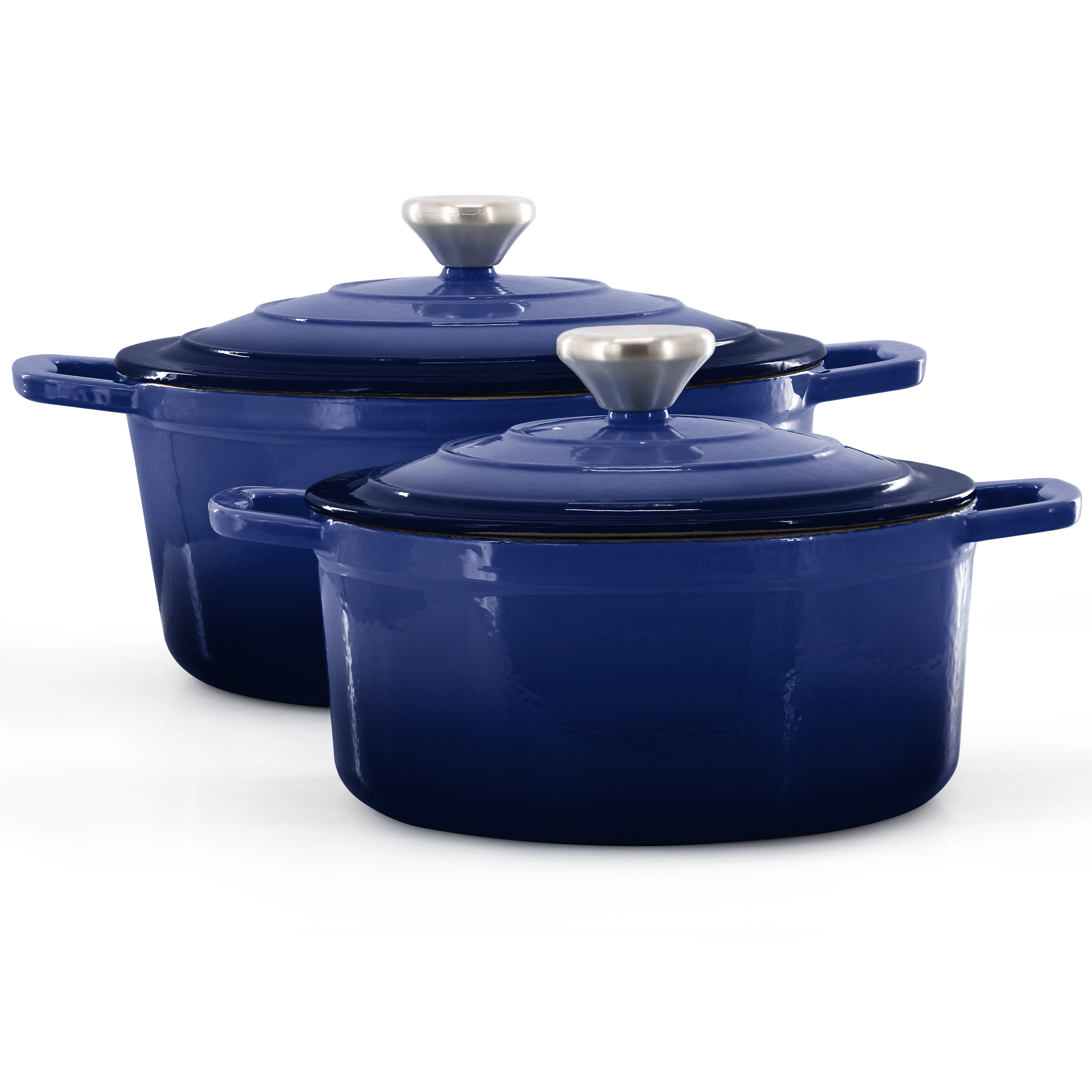 MegaChef 7 Piece Enameled Cast Iron Cookware Set Purple
