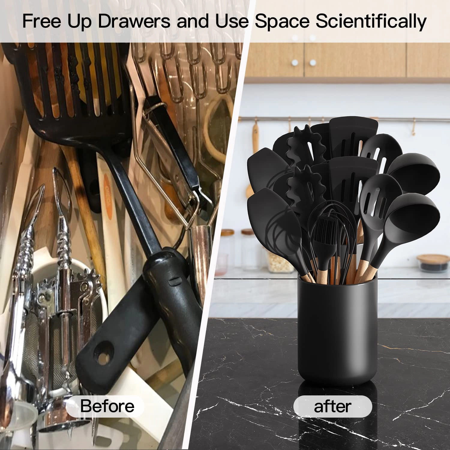 WZK Matte Ceramic Farmhouse Kitchen Utensil Holder