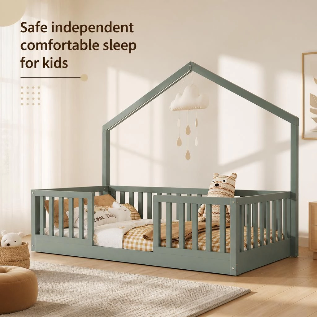 GOODSILO Full Solid Pine Single Bed Frame