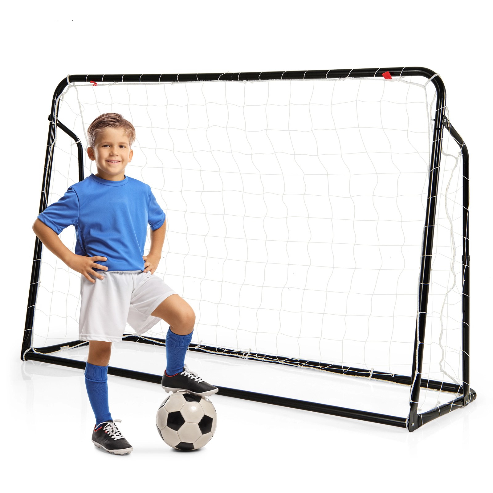 SUGIFT Kids 2-in-1 Soccer Rebounder and Goal Adjustable 40-48-in Height 31.5 x 16-in Rebound Net Ages 6+ Black/White