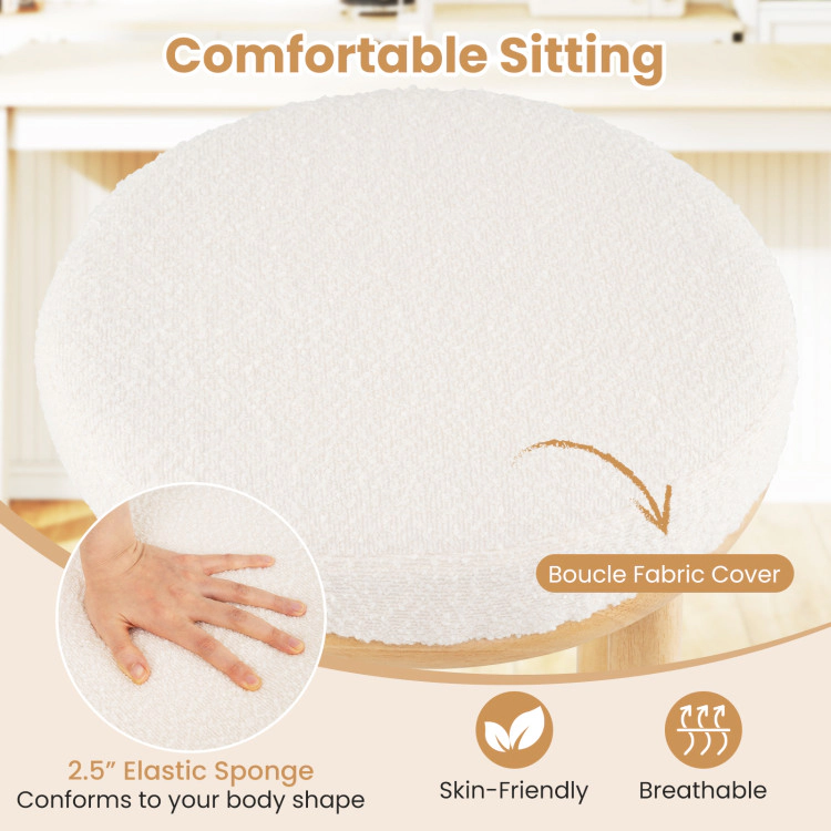 Hivvago Set of 2 27-Inch Upholstered Counter Stools with Soft Boucle Fabric Seats