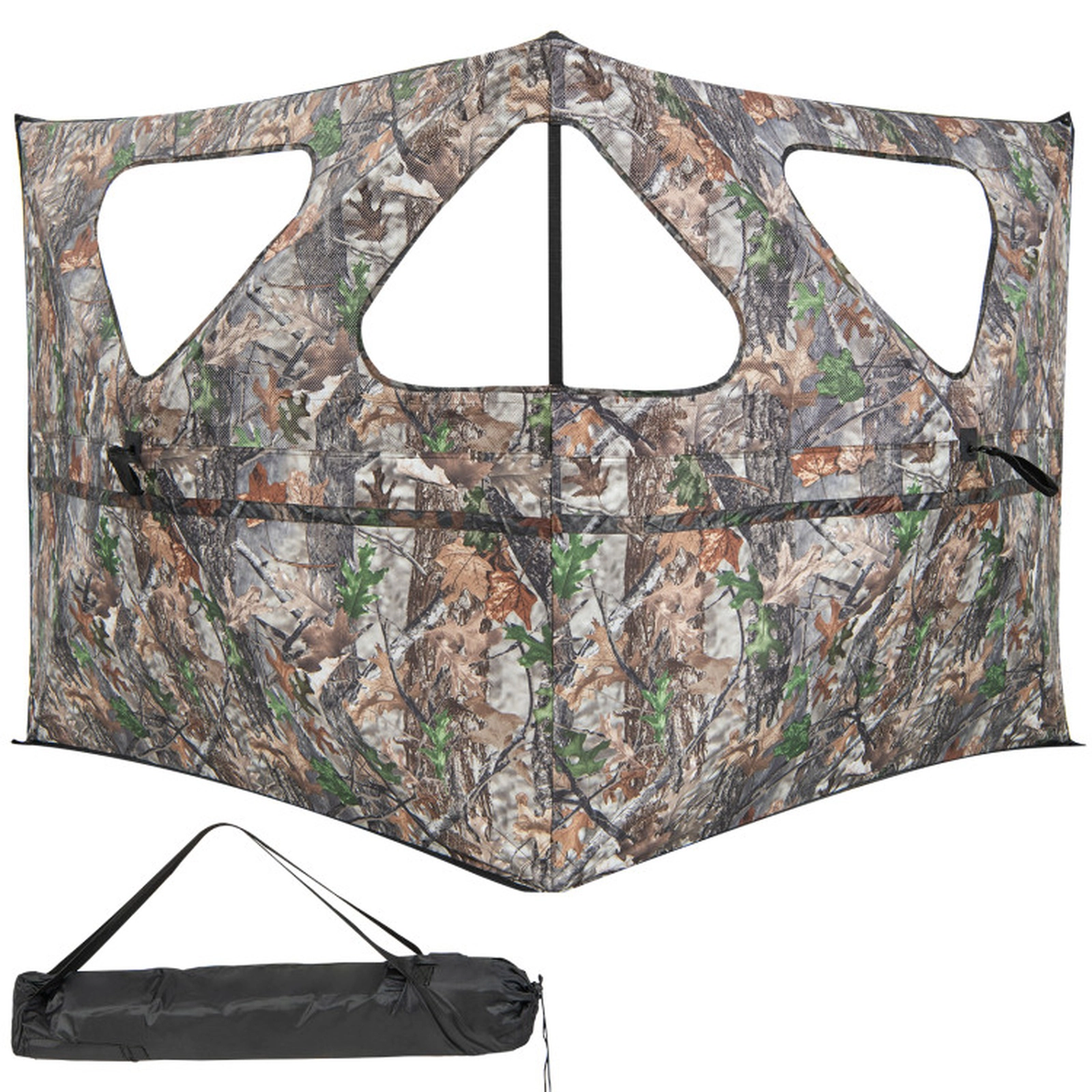 SUGIFT 2-Panel Hunting Ground Blind Pop Up Fence with 3 Shoot Through Ports Camouflage