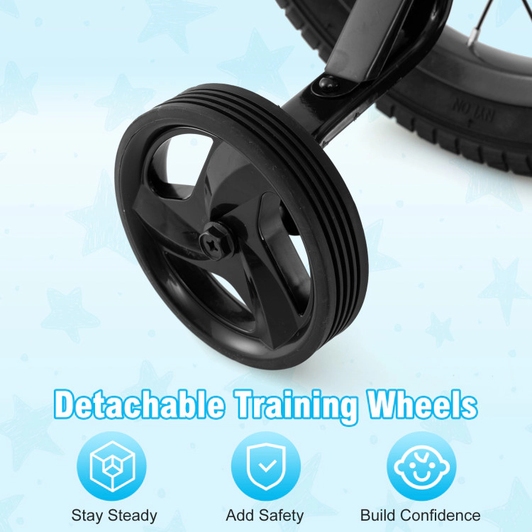 SUGIFT Black Front Basket Training Wheels and Dual Brakes Kids 14 Inch Bike