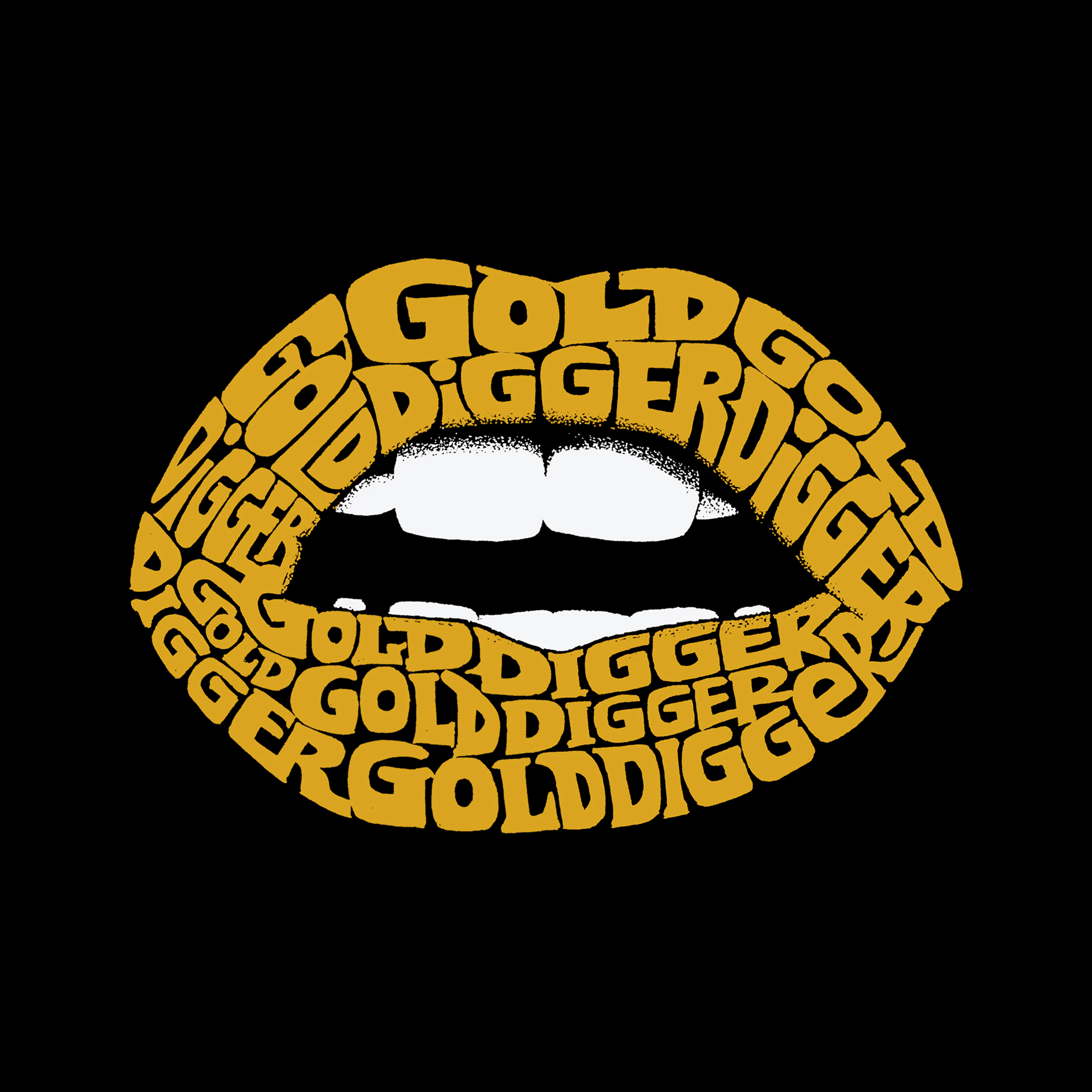 LA Pop Art Women's Dolman Word Shirt - Gold Digger Lips