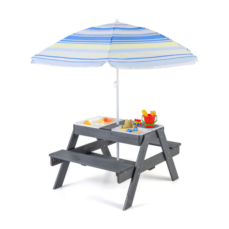 Hivvago Kids Picnic Table Set With 3 Removable Bins