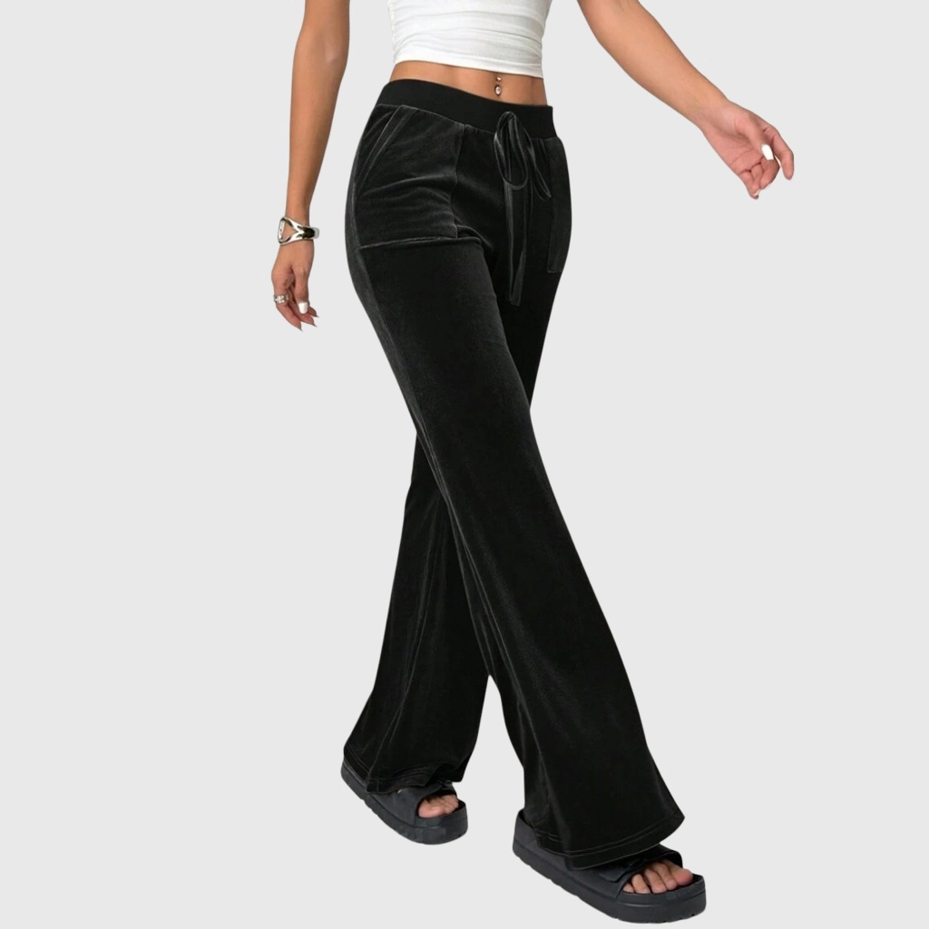YesFashion Velvet Pants for Women Casual Pull on Elastic High Waist Velour Holiday Outfits