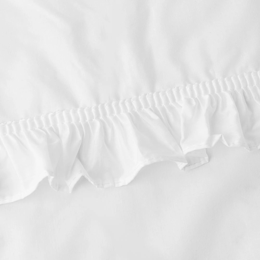 Ellis Home Classic Narrow Ruffle 2-Piece White Color Rod Pocket Curtain Panel
