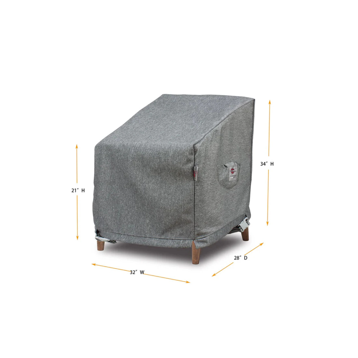 Summerset Shield Platinum 3-Layer Water Resistant Outdoor Club Chair Cover - 32x28", Grey Melange