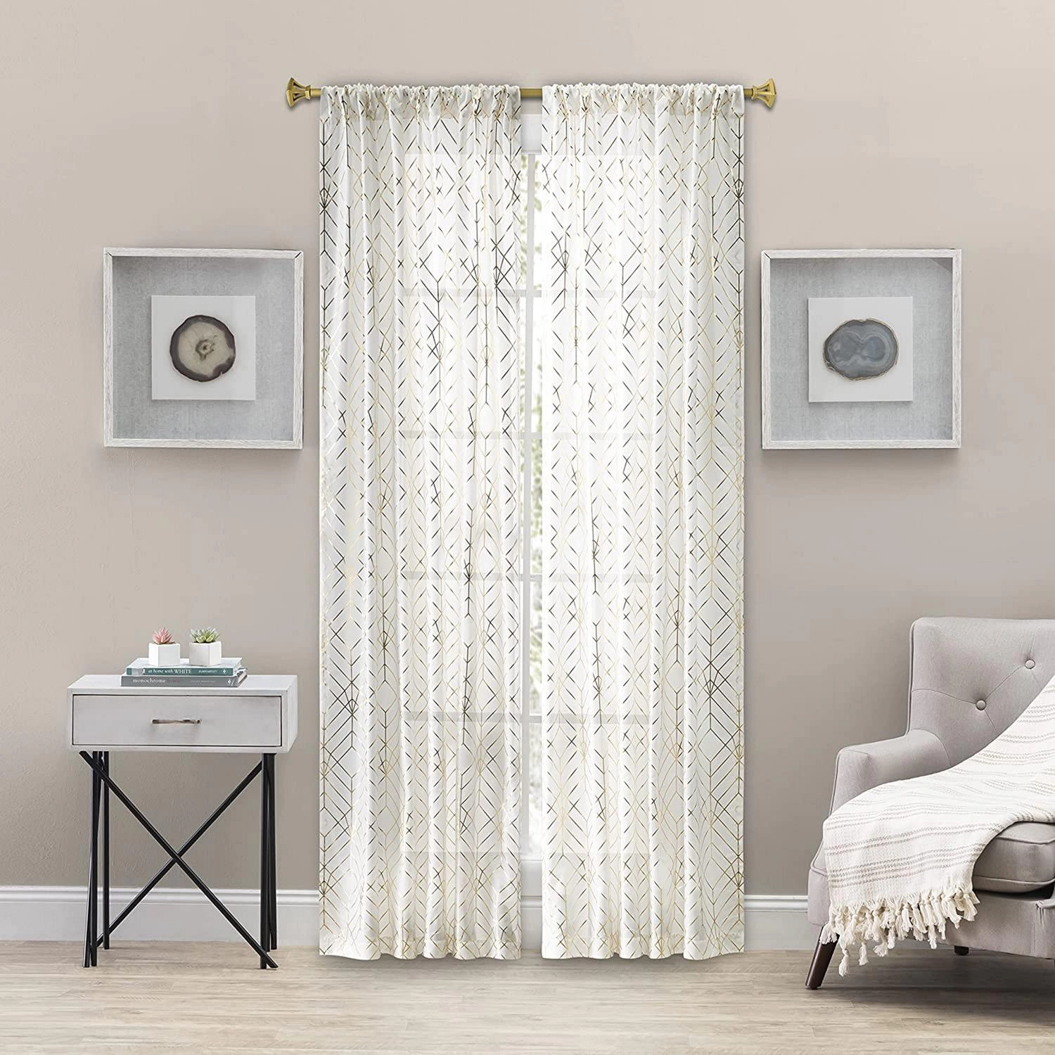 Ellis Curtain Deco Crushed Taffeta Rod Pocket Tailored Panel - 48x84", Gold