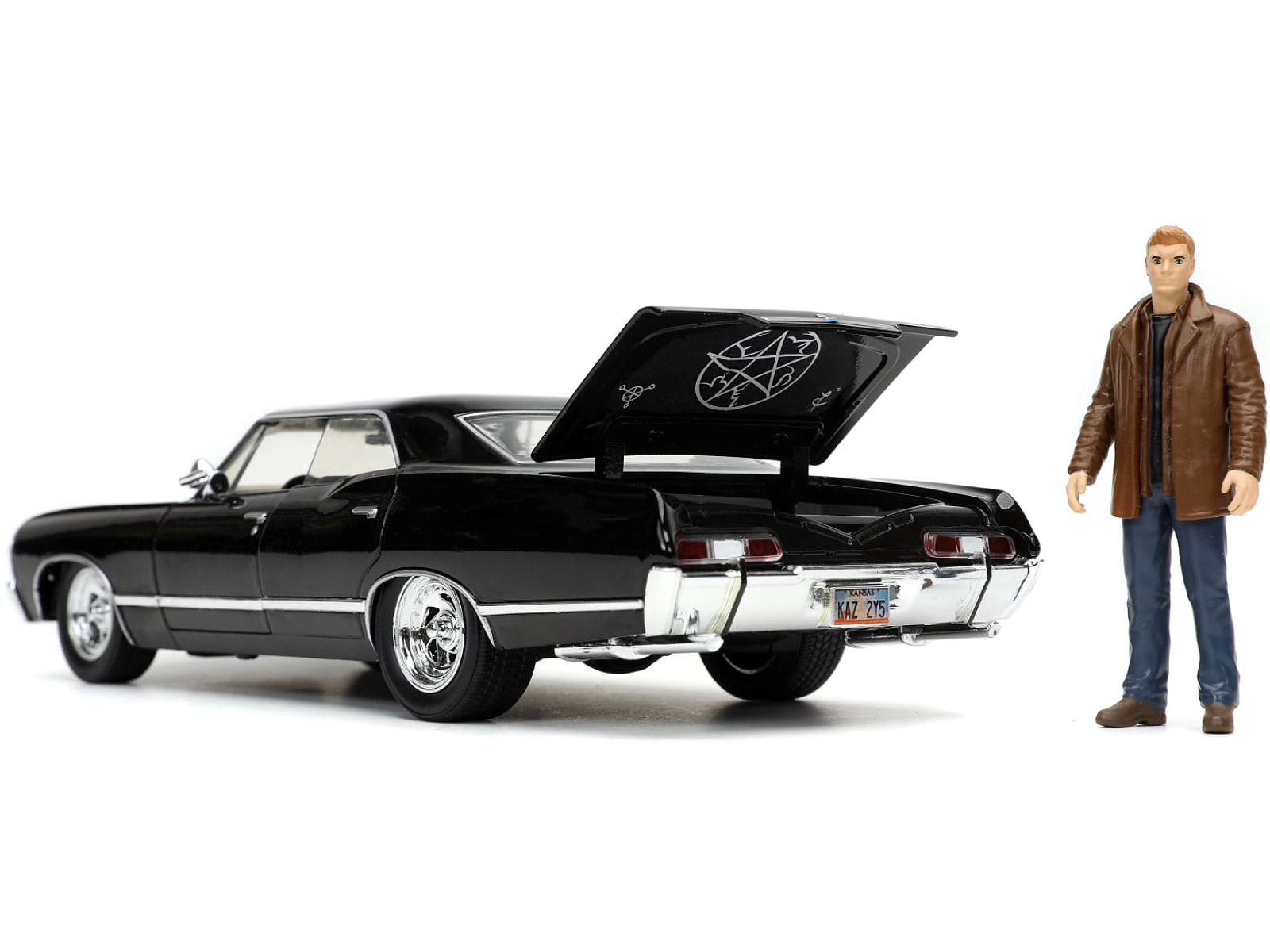 Jada 1967 Chevrolet Impala SS Sport Sedan Black and Dean Winchester Diecast Figurine "Supernatural"