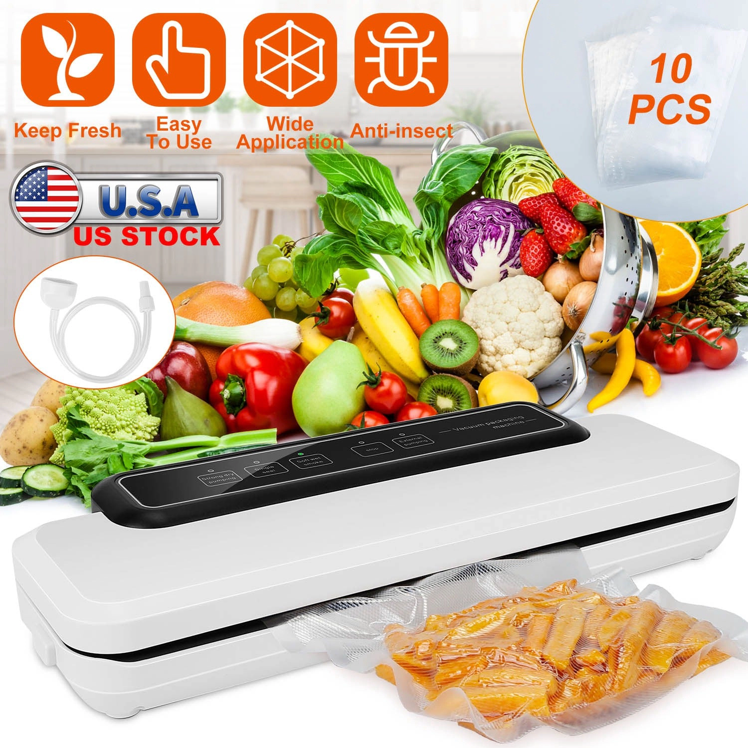 GBruno Automatic Vacuum Sealer Machine With 10 Bags