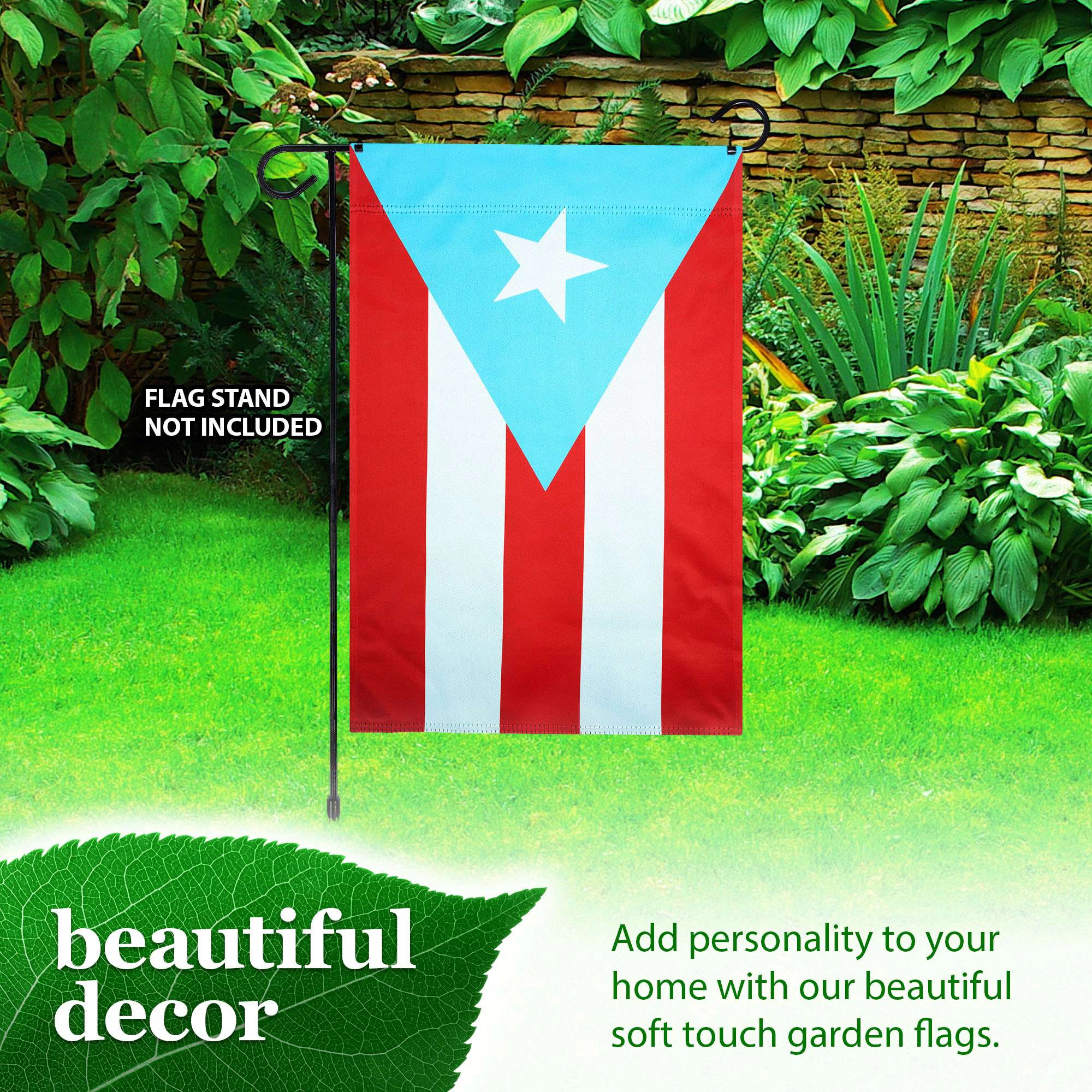 G128 Puerto Rico Light Blue Garden Flag 12x18in Double-Sided Blockout Polyester