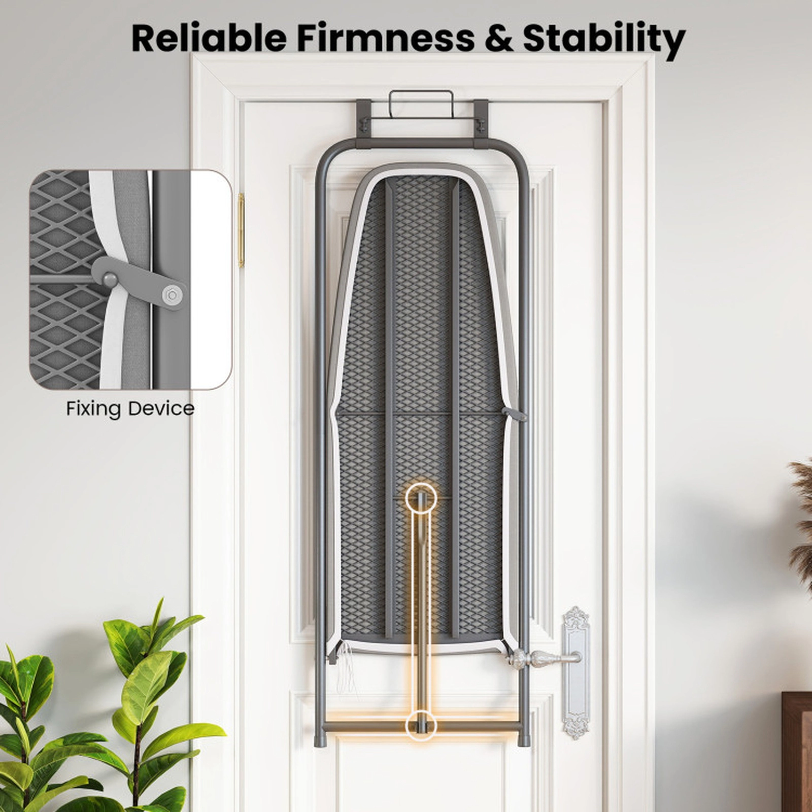 SUGIFT Gray Portable Over the Door Folding Ironing Board with 35-in x 14.5-in Surface and Iron Holder