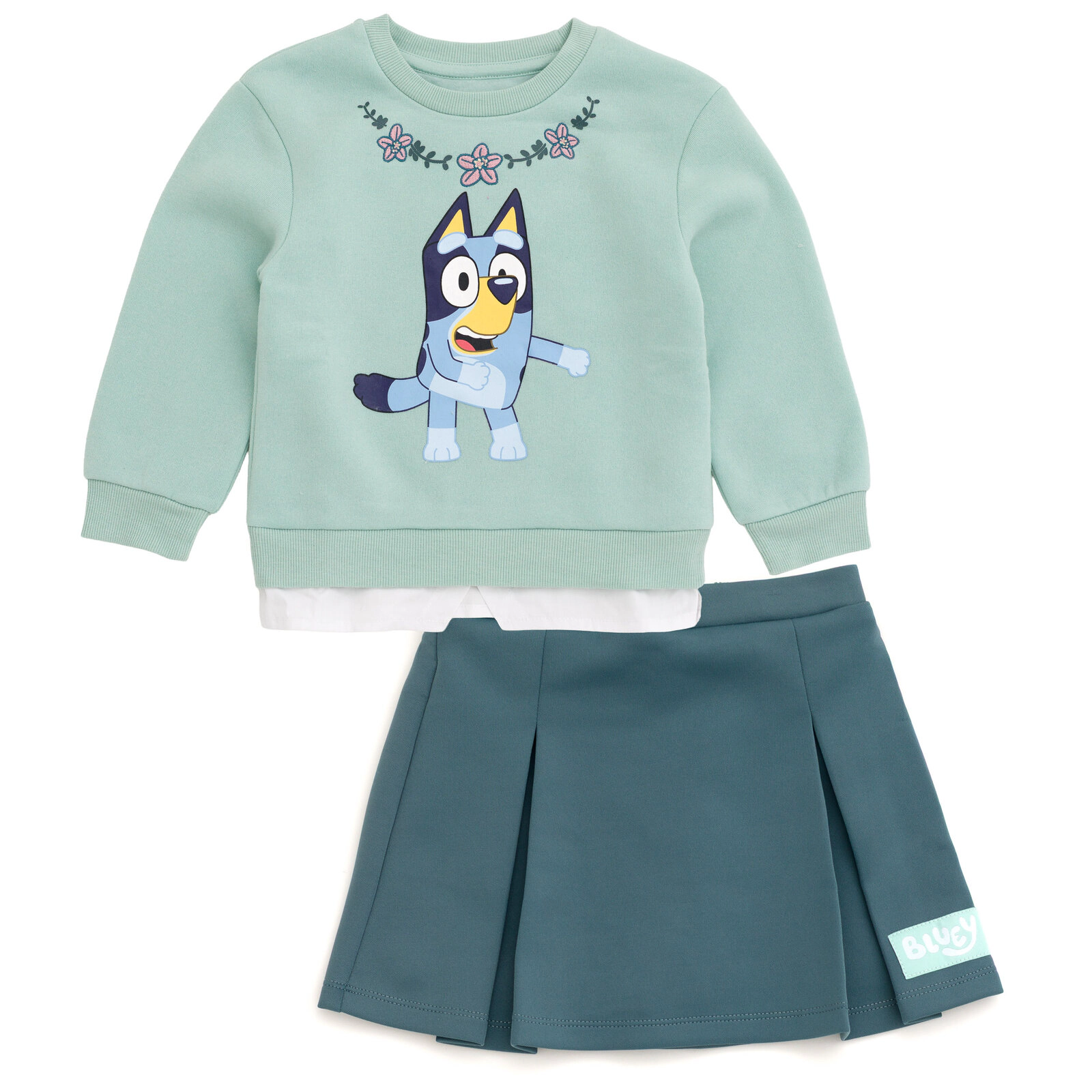 Bluey Girls' 2-Piece Fleece Sweatshirt and Skort Set