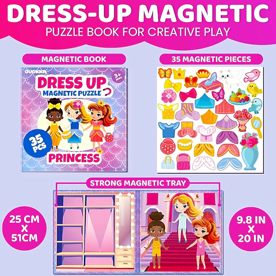 QUOKKA Magnetic Dress-Up Dolls, Creative Pretend Play Set with Mix & Match Outfits for Kids Ages 3-5