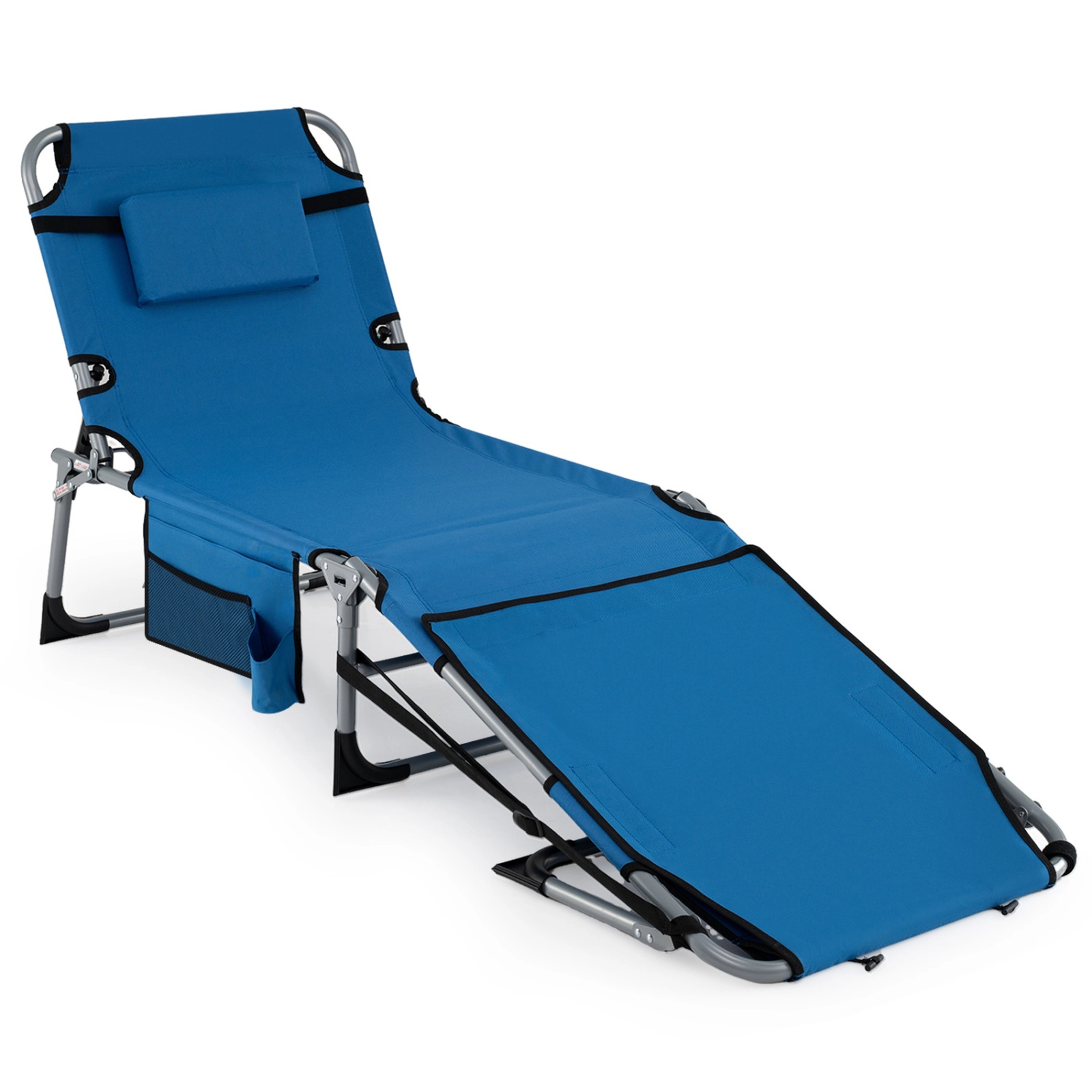 SUGIFT 4-Position Tanning Chair with Face and Arm Holes Portable Sunbathing Chaise 330-lb Capacity 76.5-in Long Blue