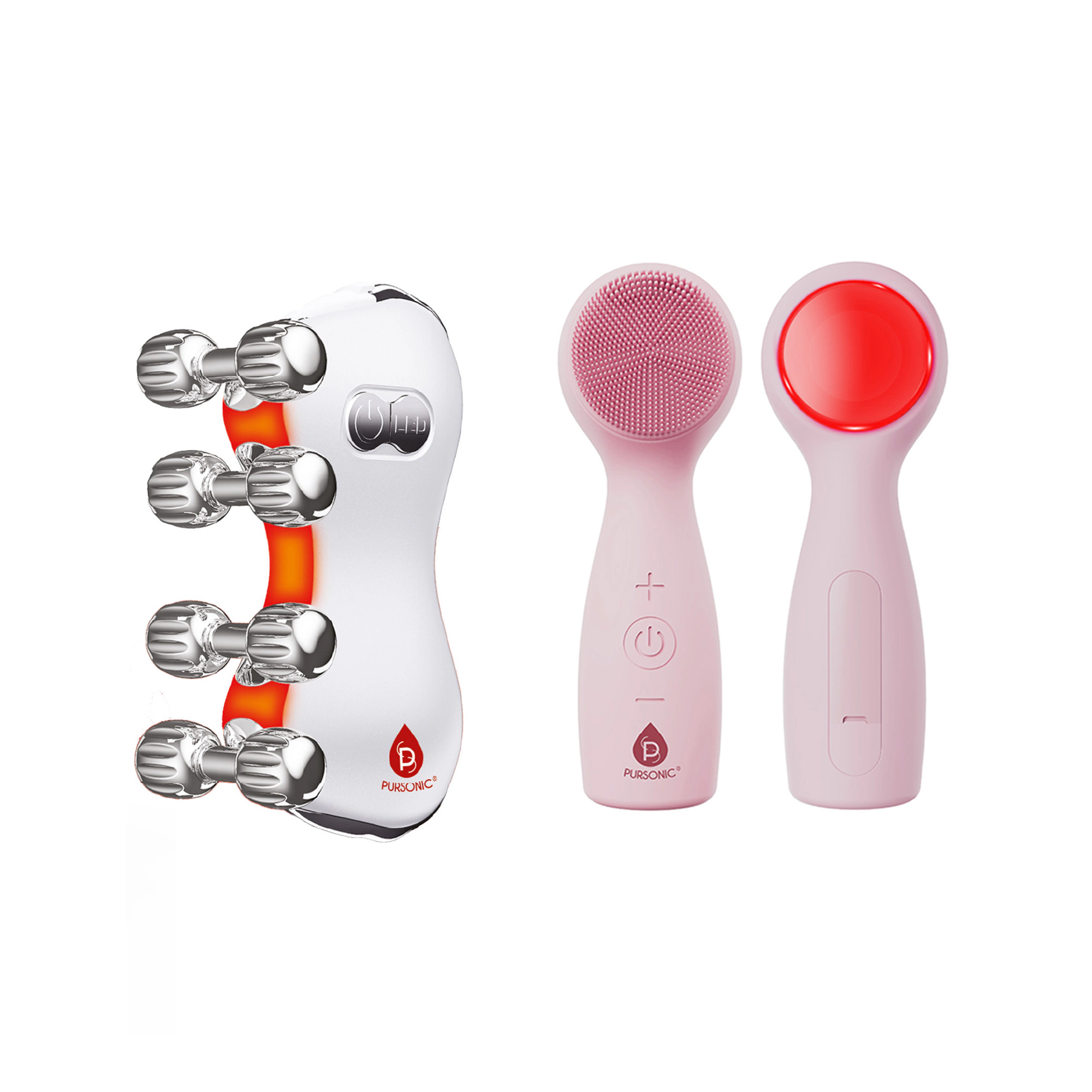Pursonic Women’s 5-in-1 LED Light Therapy Skin Roller Massager & 3-in-1 Facial Cleansing Device