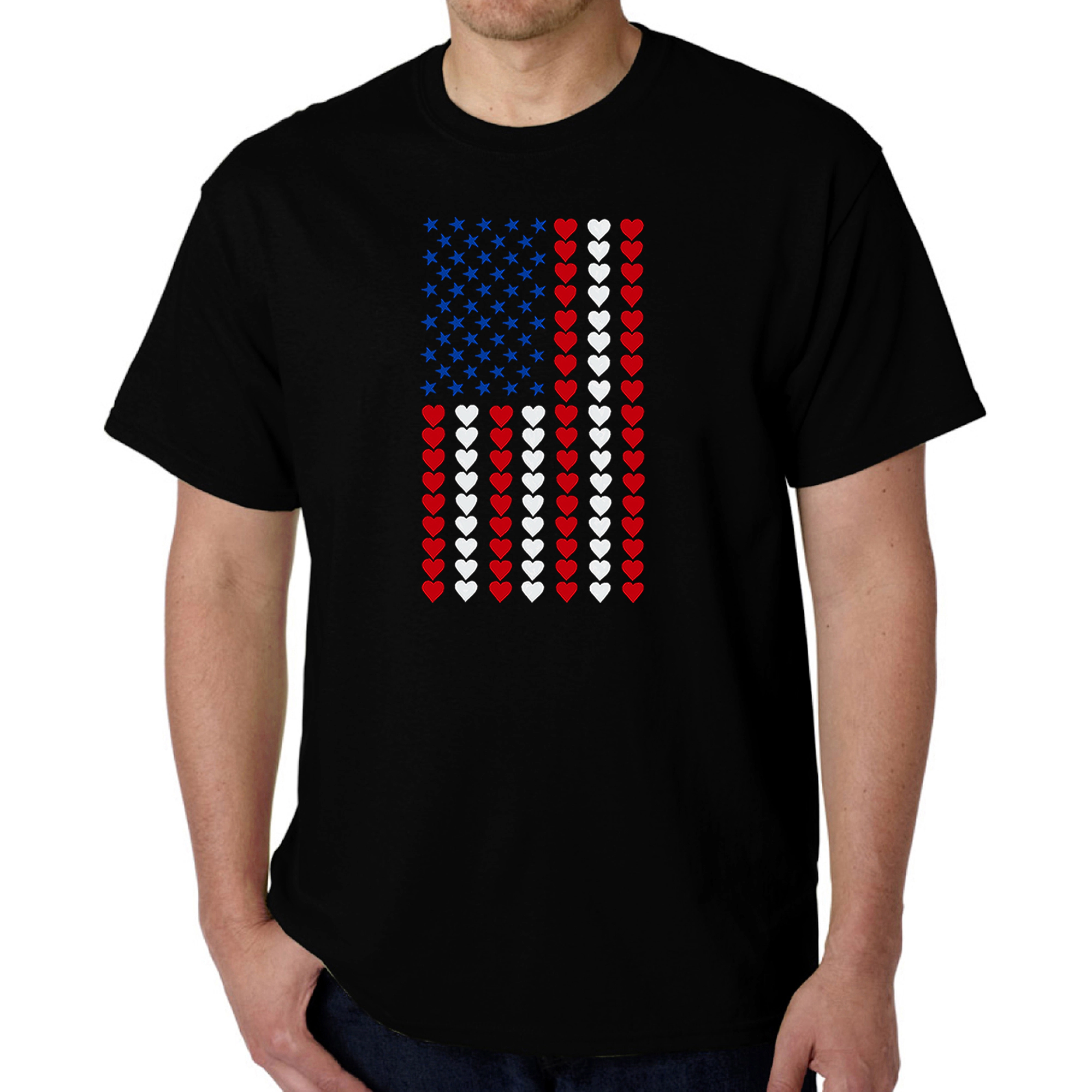 LA Pop Art Men's Heart Flag Word T-Shirt